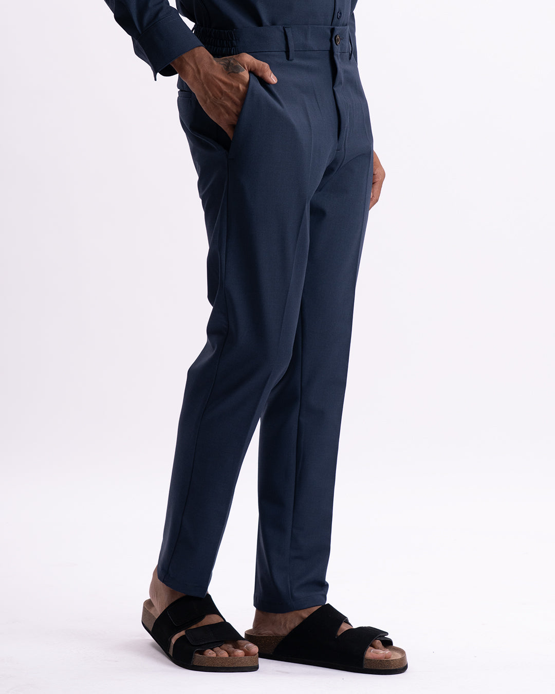 Easy Iron Holiday Tailored Trousers In Navy
