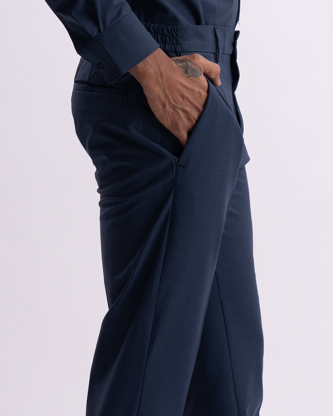Easy Iron Holiday Tailored Trousers In Navy