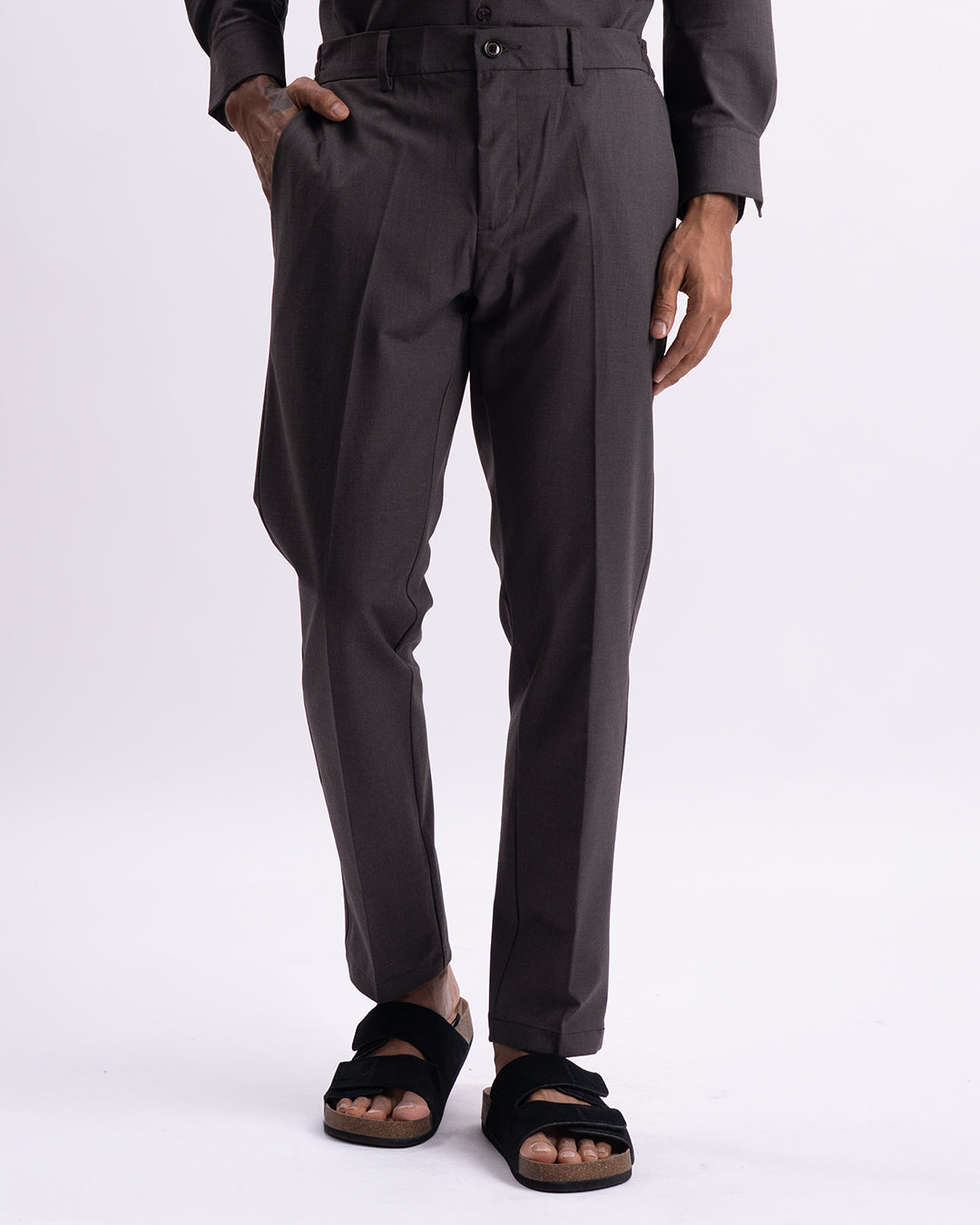 Easy Iron Holiday Tailored Trousers In Brown