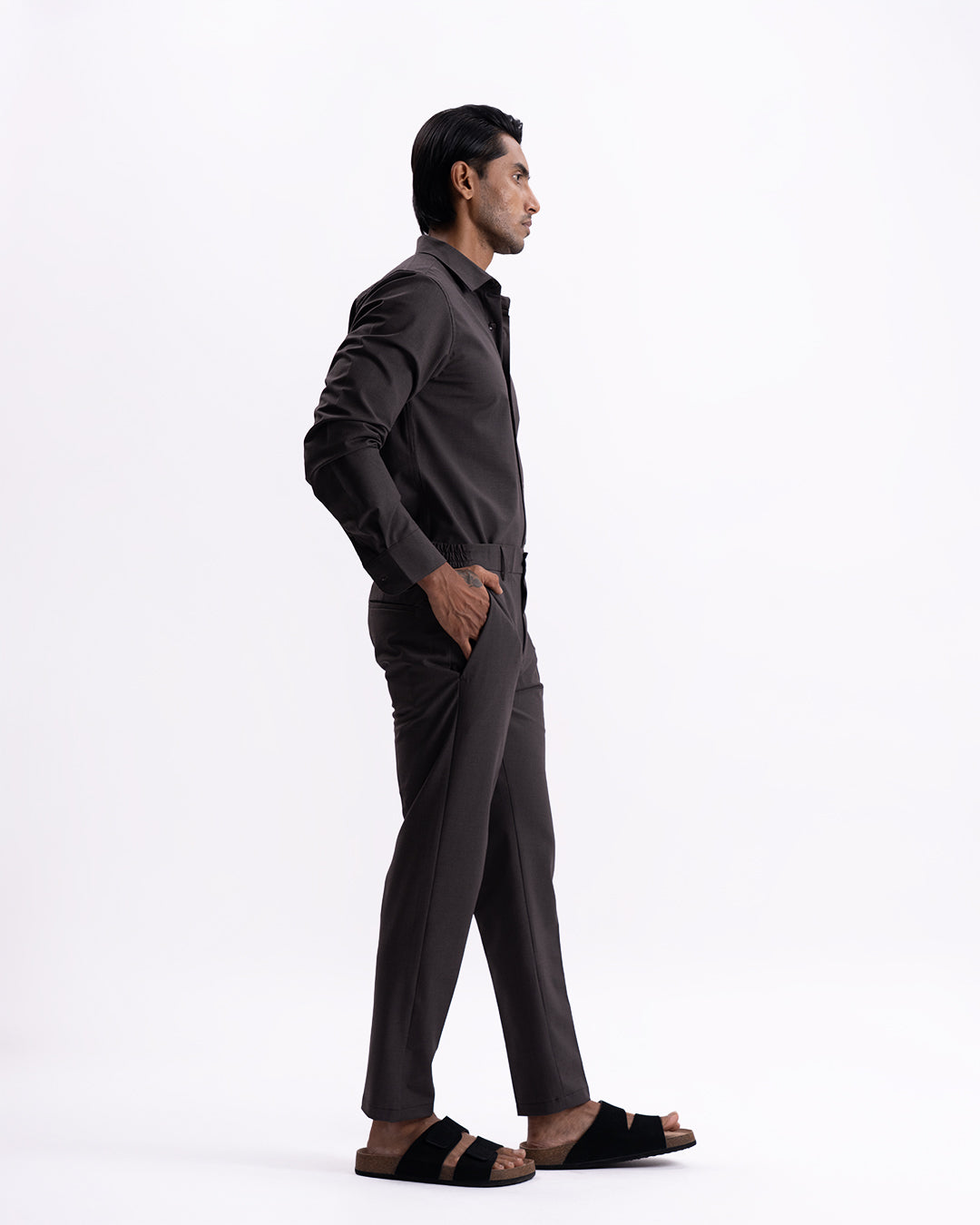 Easy Iron Holiday Tailored Trousers In Brown