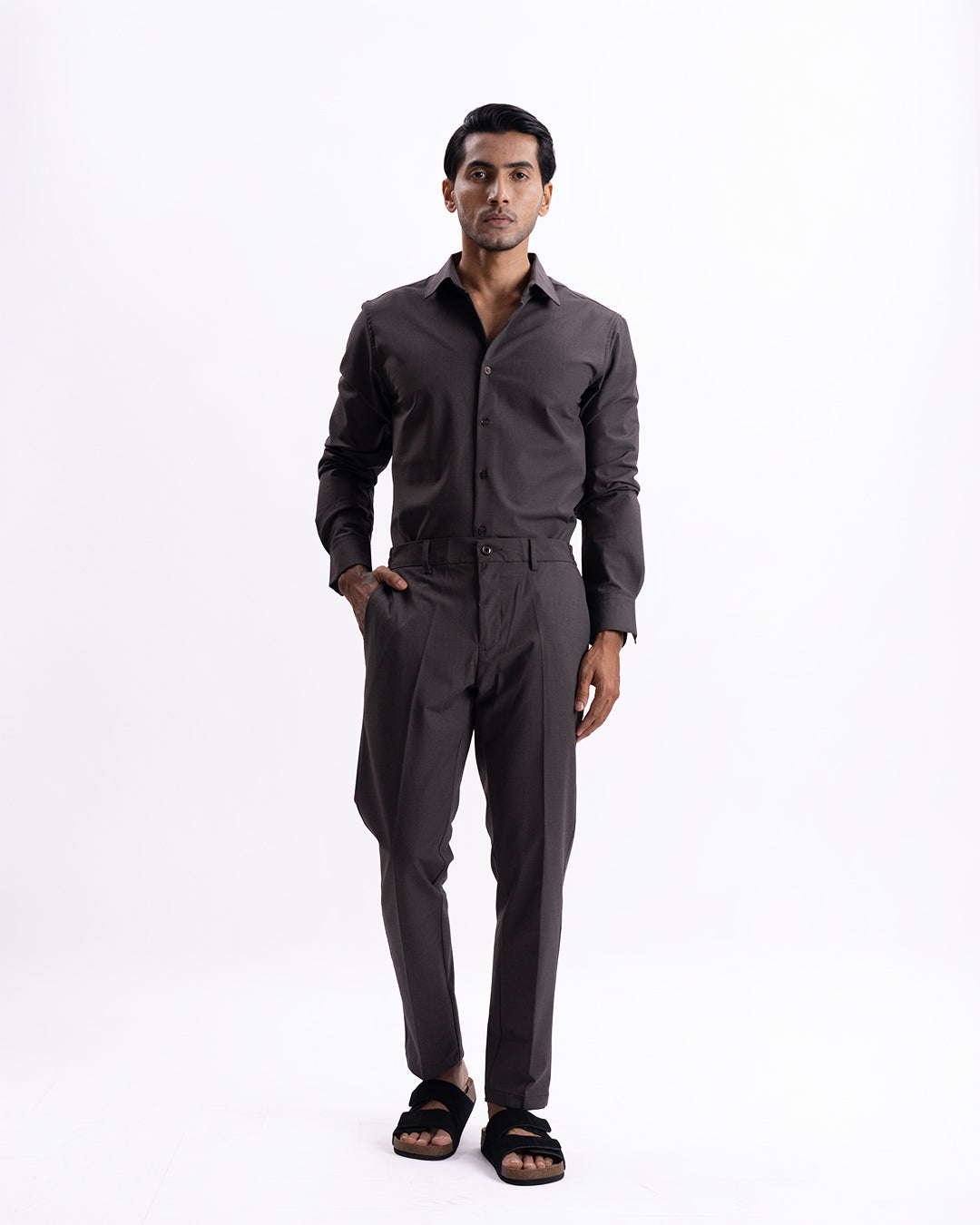 Easy Iron Holiday Tailored Trousers In Brown
