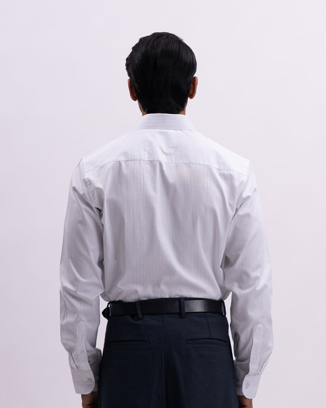 Striped Cotton Formal Shirt In White