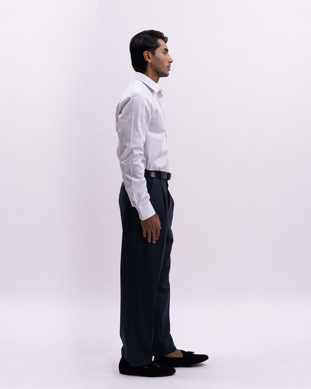 Striped Cotton Formal Shirt In White