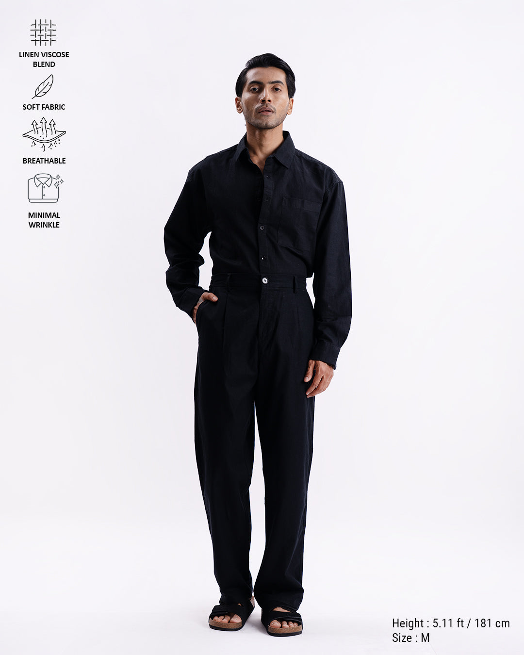 Linen Holiday Relaxed Flexi Pants In Black
