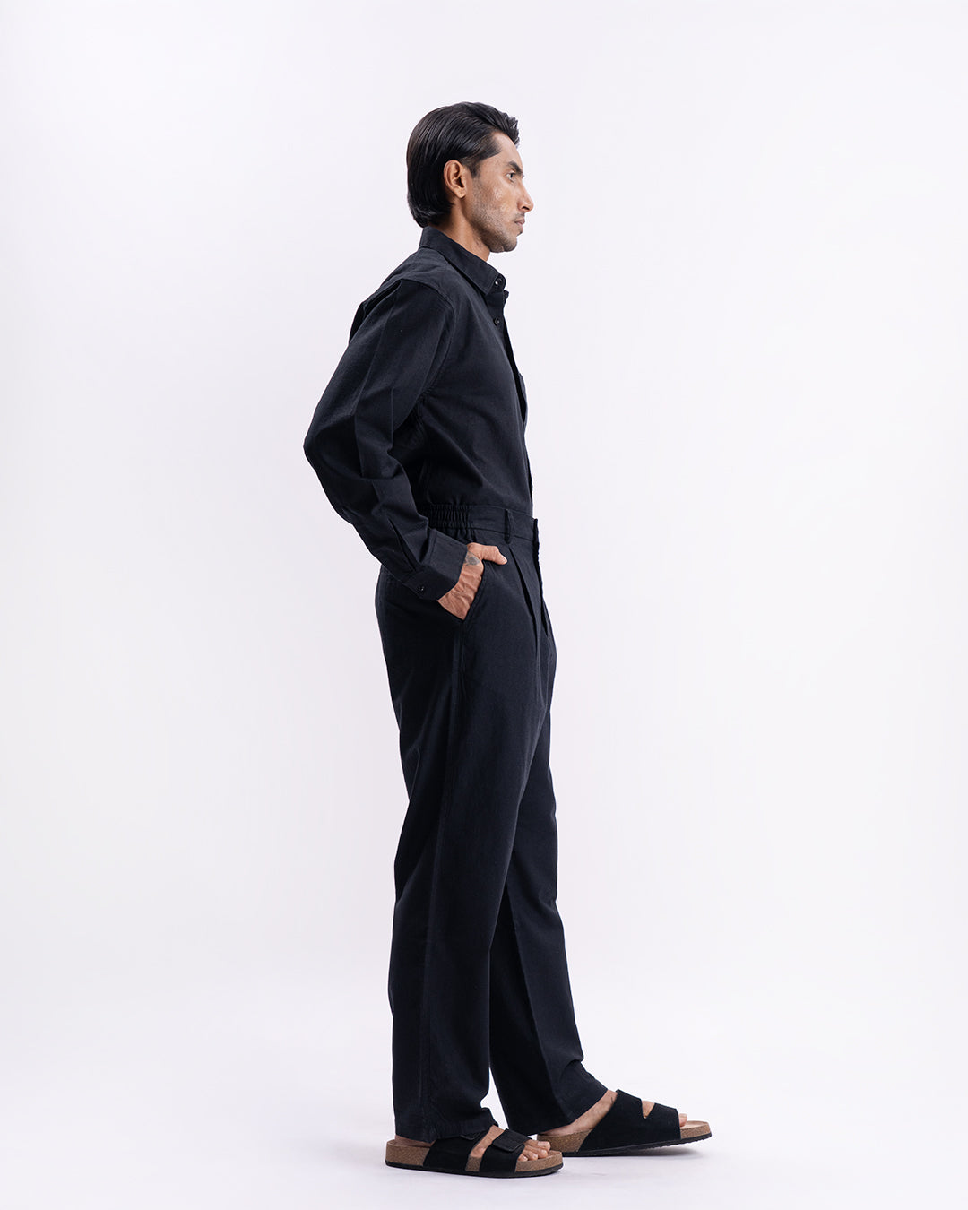 Linen Holiday Relaxed Flexi Pants In Black