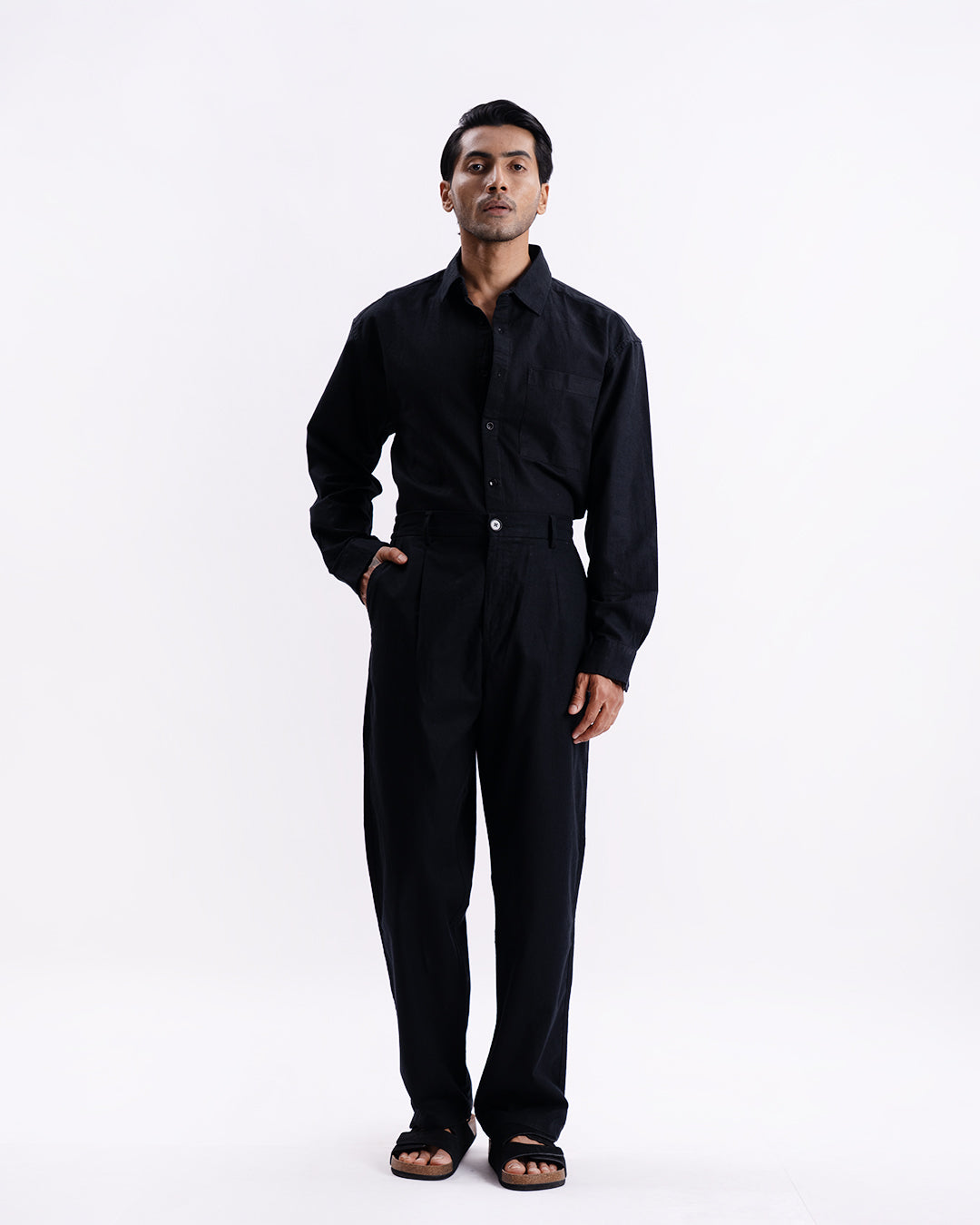 Linen Holiday Relaxed Flexi Pants In Black