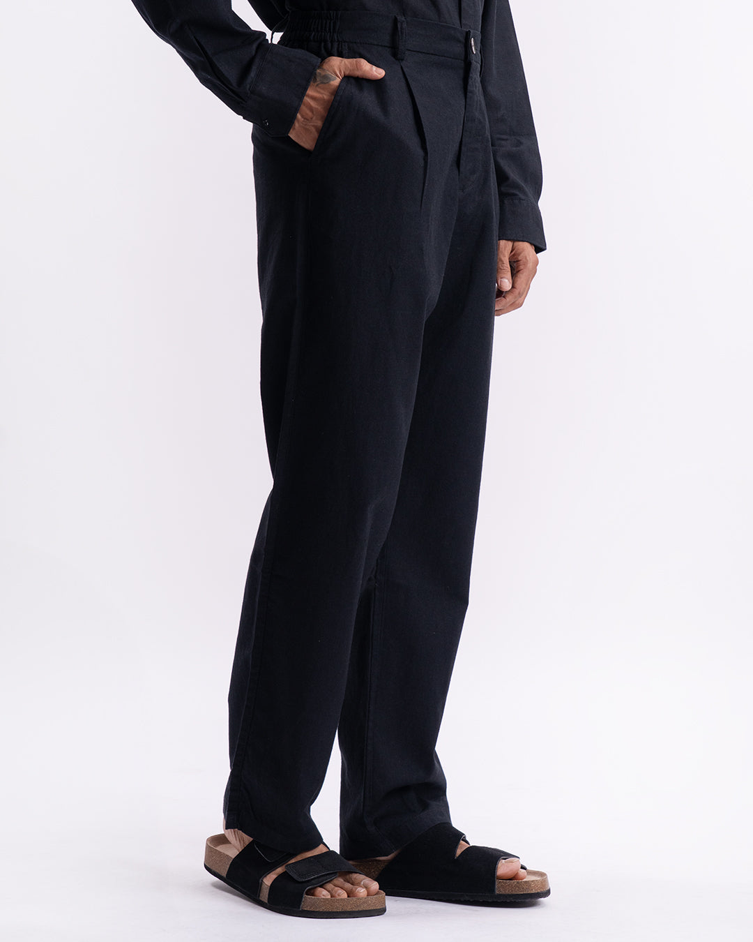 Linen Holiday Relaxed Flexi Pants In Black