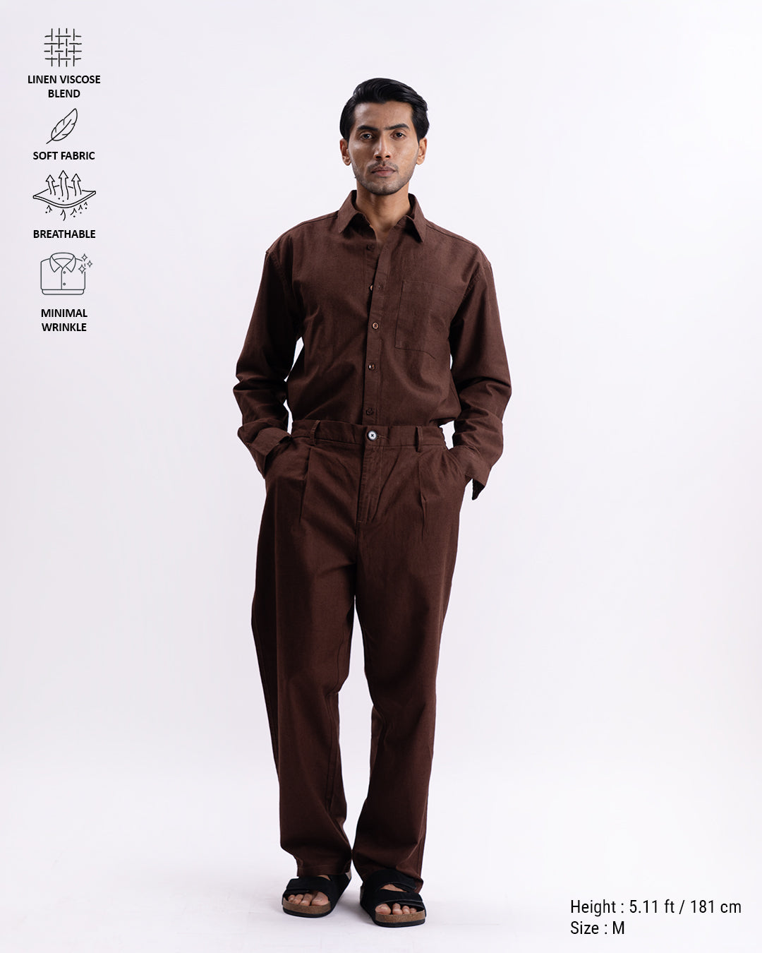 Linen Holiday Relaxed Flexi Pants In Brown
