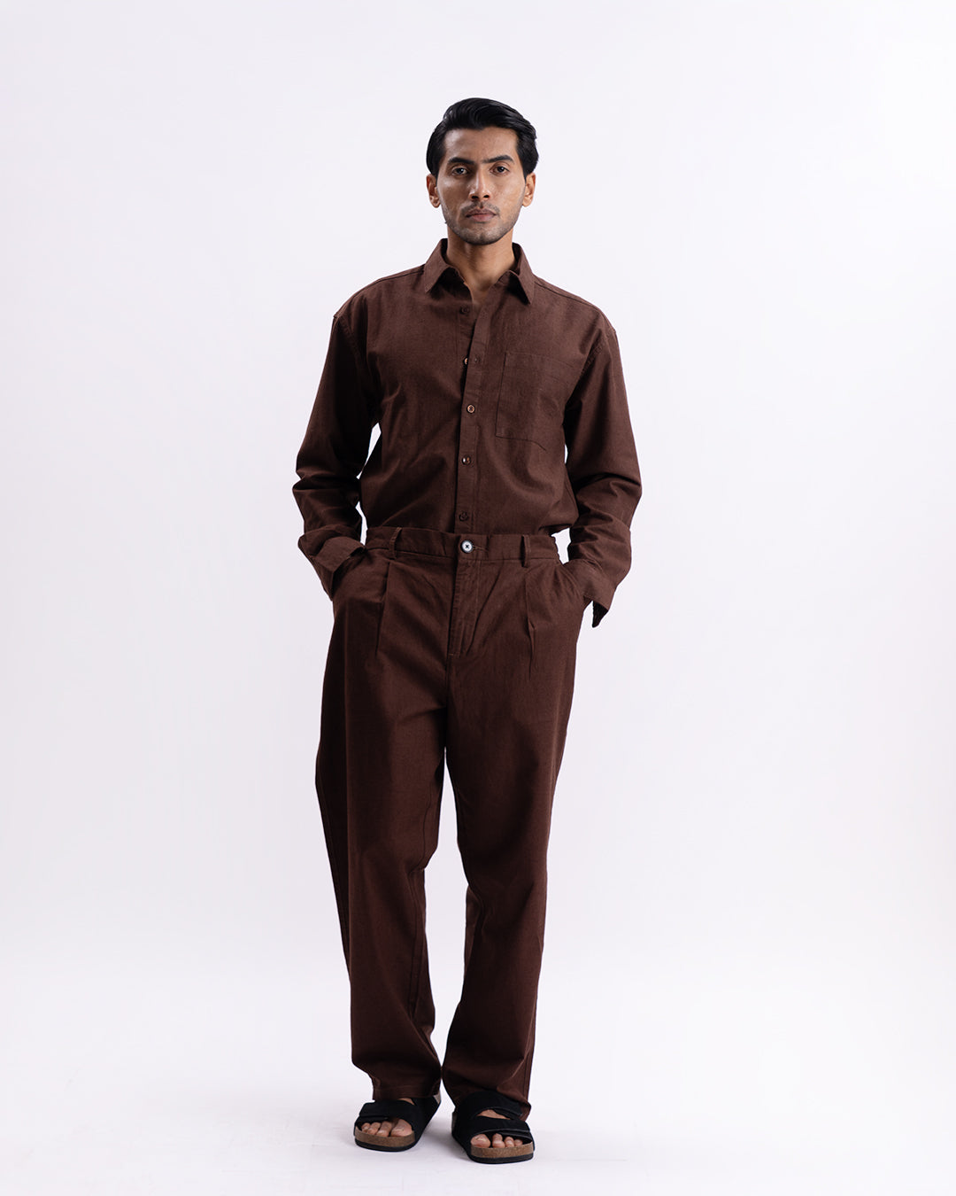 Linen Holiday Relaxed Flexi Pants In Brown