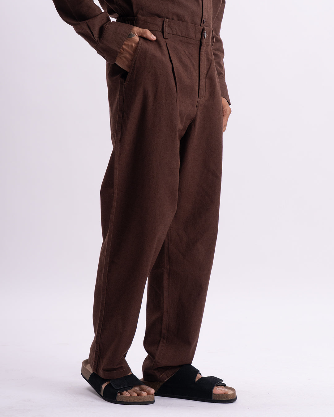 Linen Holiday Relaxed Flexi Pants In Brown