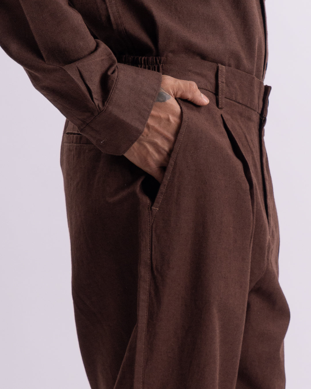 Linen Holiday Relaxed Flexi Pants In Brown
