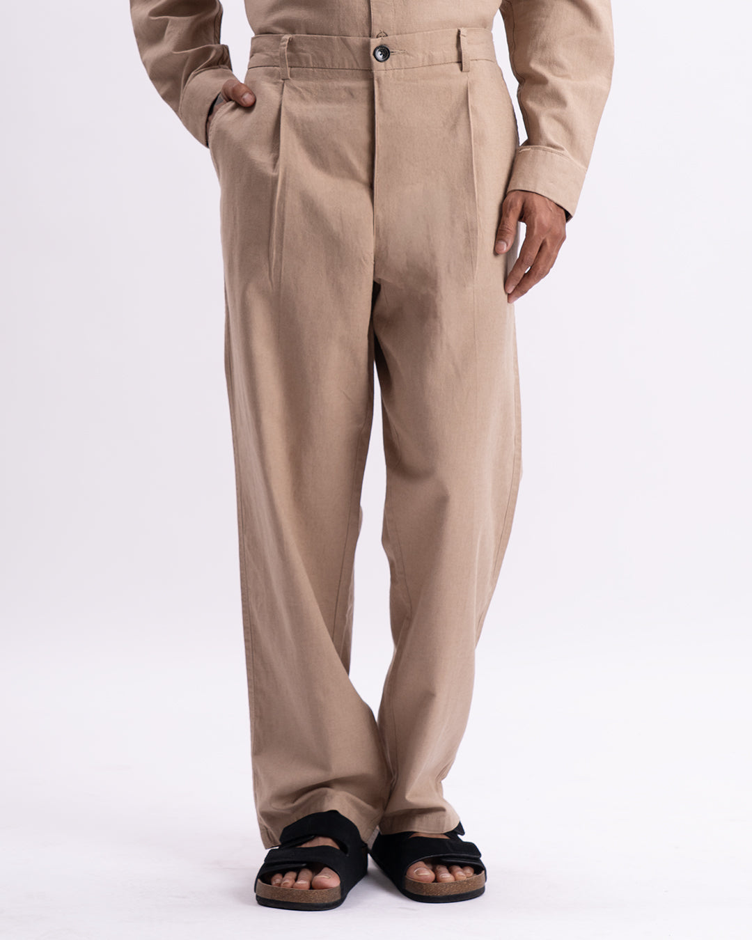 Linen Holiday Relaxed Flexi Pants In Khakhi