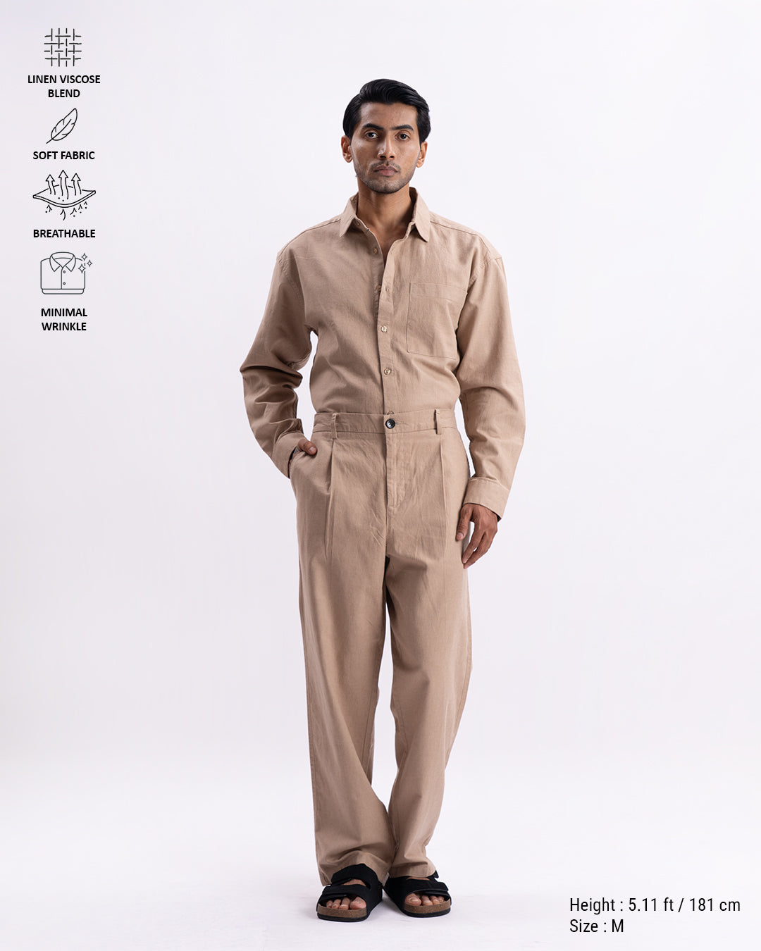 Linen Holiday Relaxed Flexi Pants In Khakhi