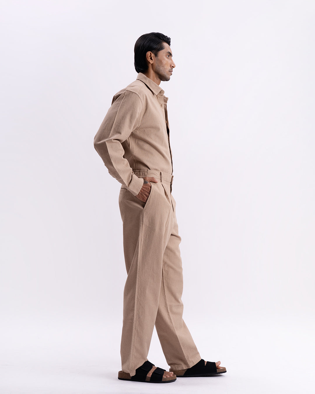 Linen Holiday Relaxed Flexi Pants In Khakhi