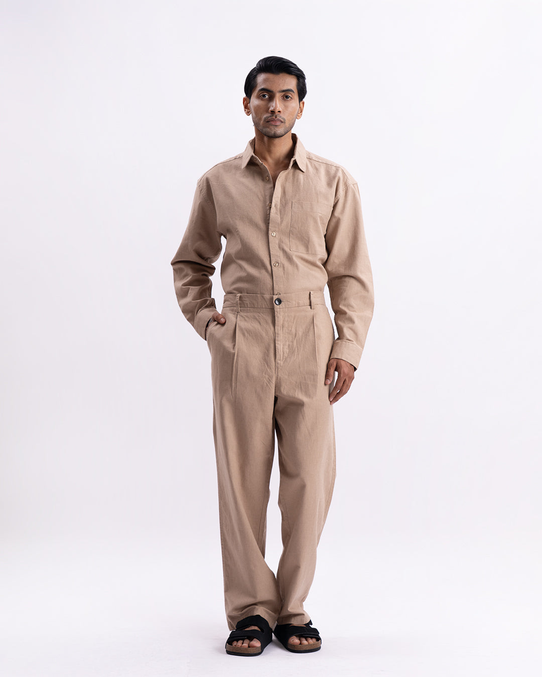 Linen Holiday Relaxed Flexi Pants In Khakhi