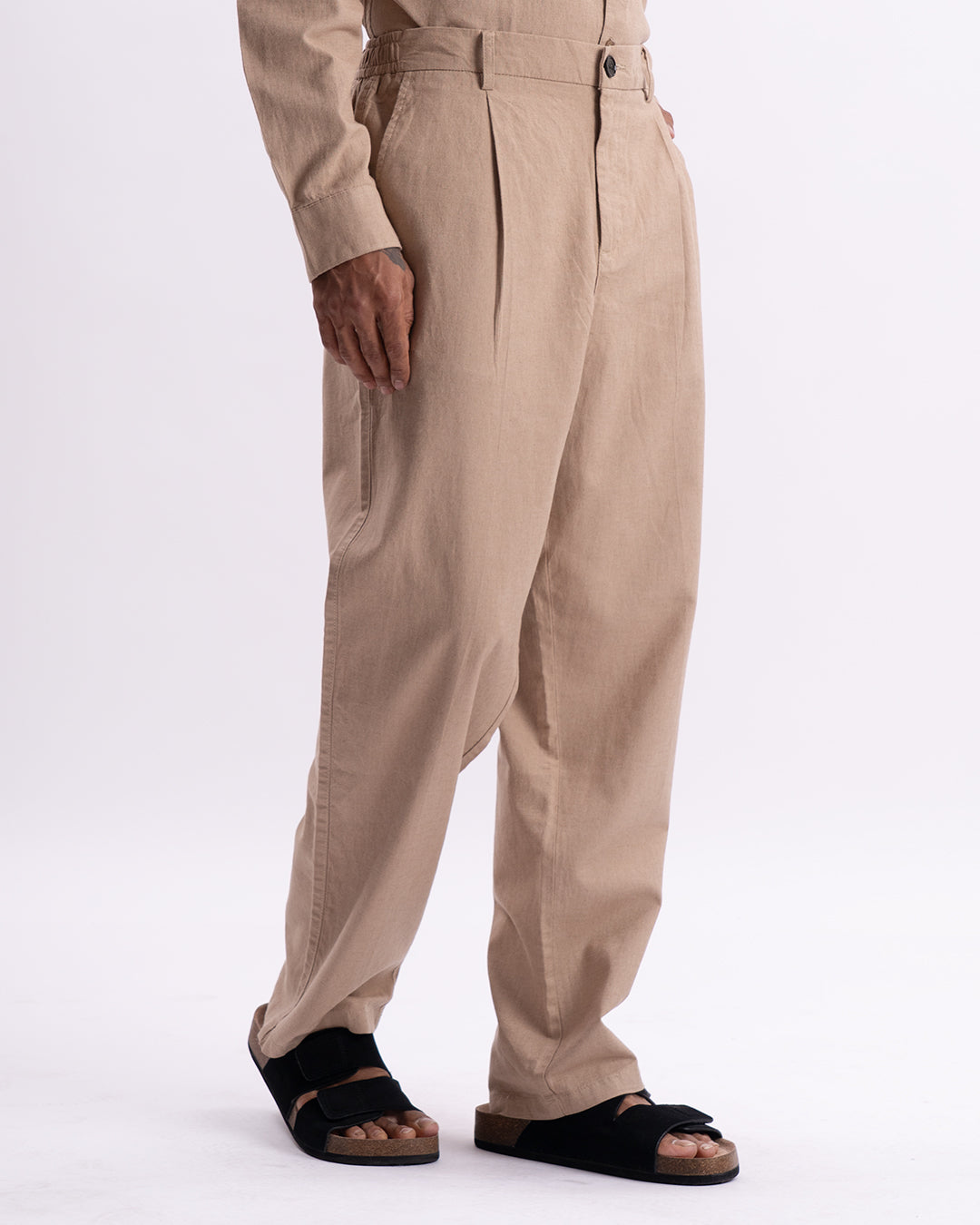 Linen Holiday Relaxed Flexi Pants In Khakhi