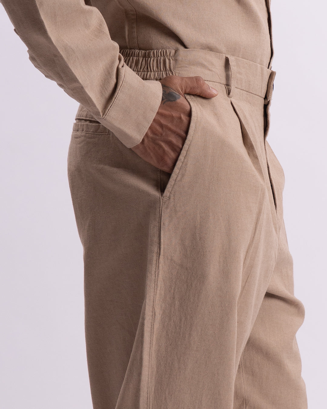 Linen Holiday Relaxed Flexi Pants In Khakhi