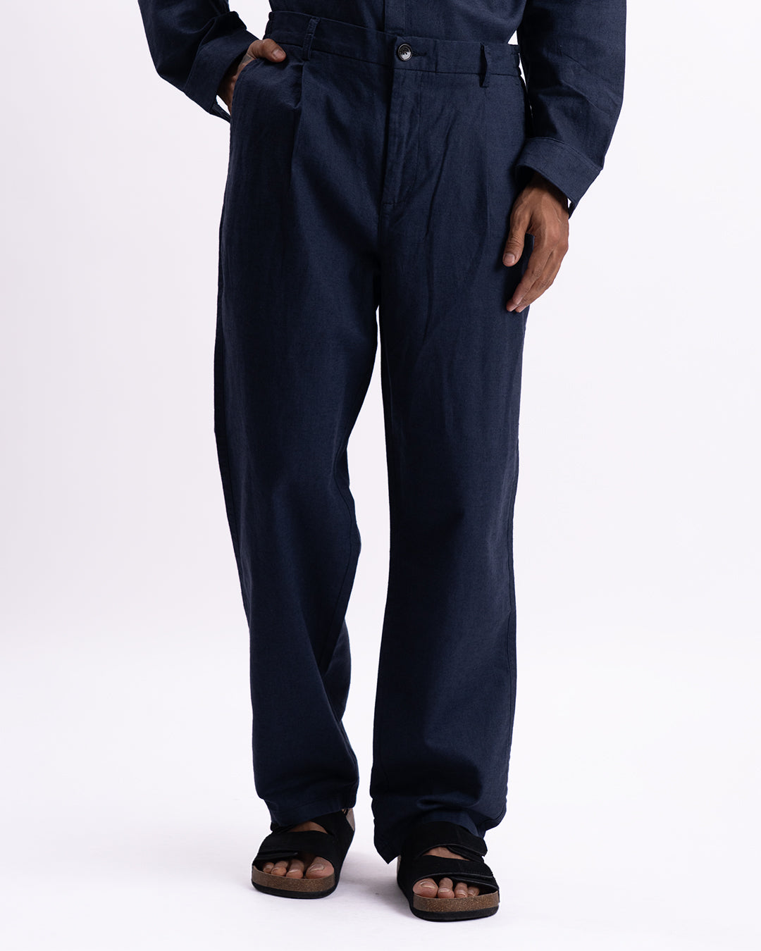 Linen Holiday Relaxed Flexi Pants In Navy