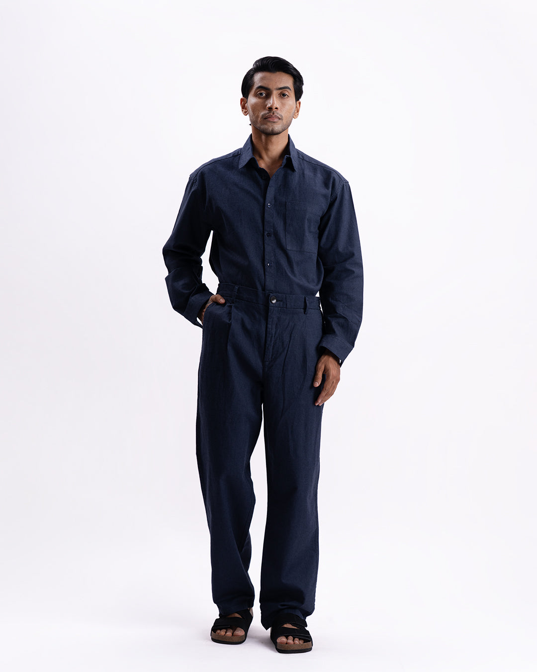Linen Holiday Relaxed Flexi Pants In Navy
