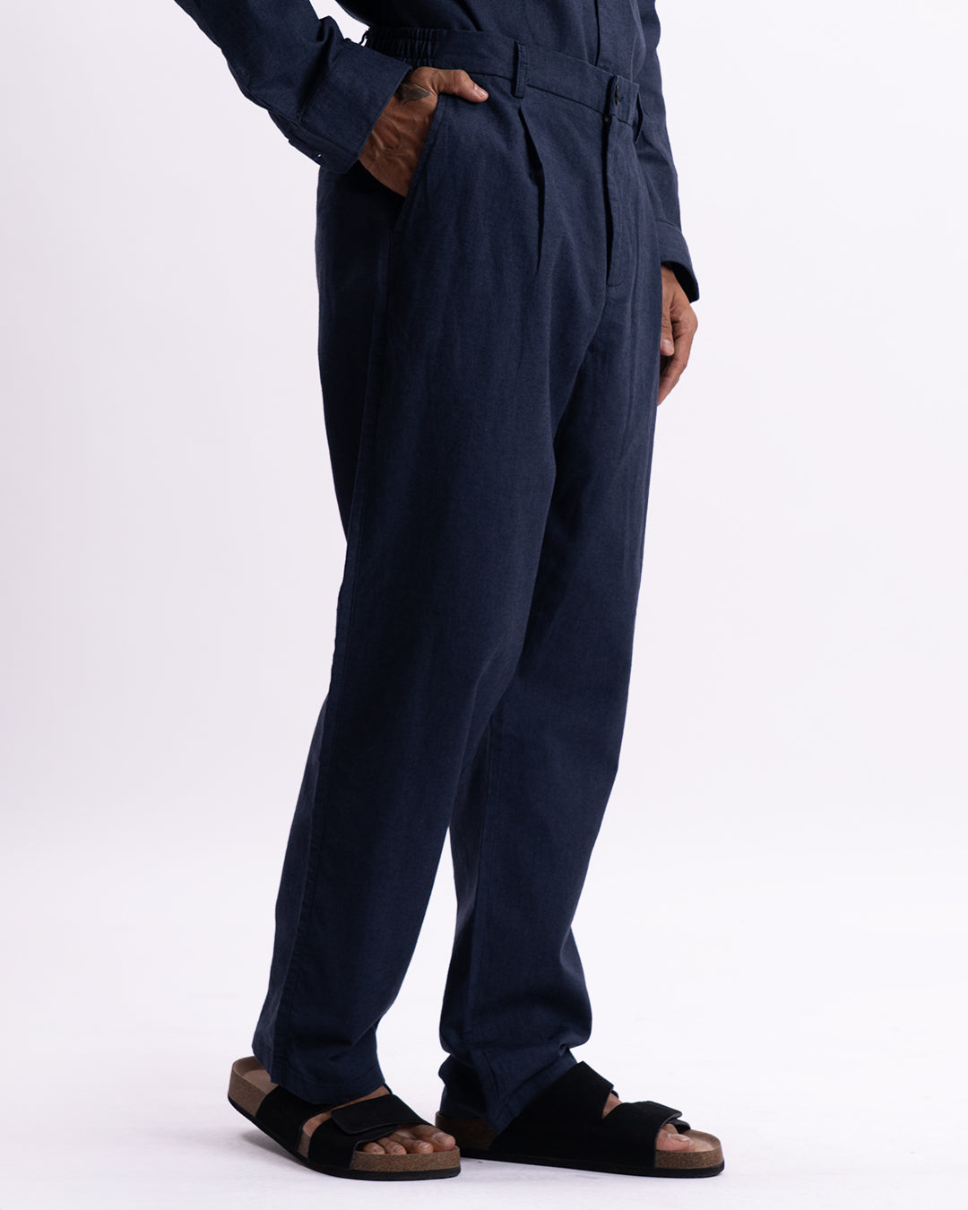 Linen Holiday Relaxed Flexi Pants In Navy