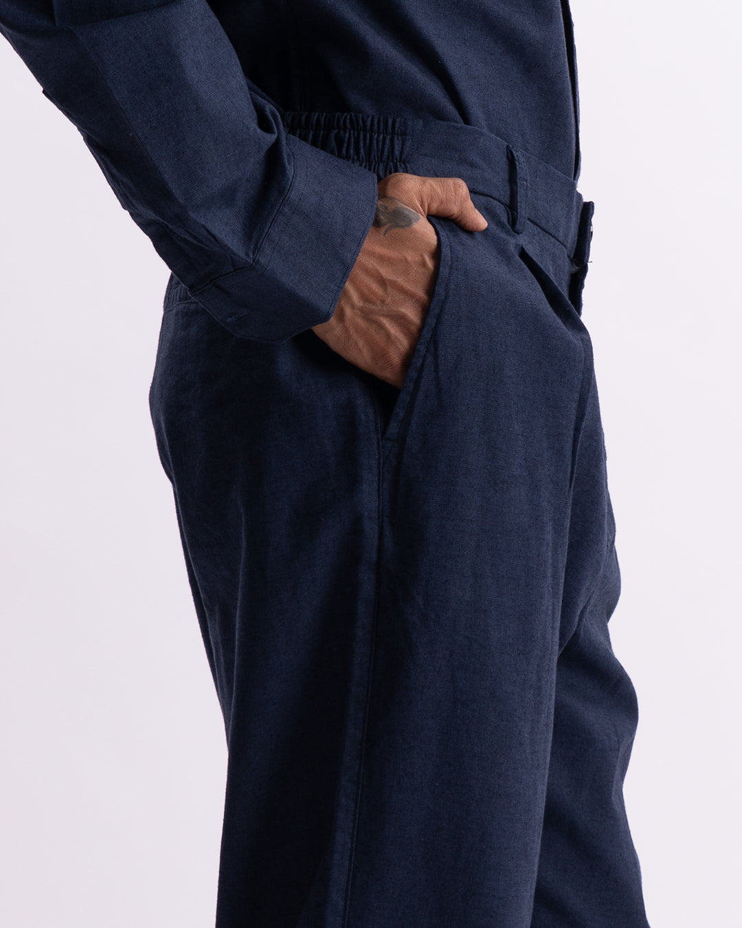 Linen Holiday Relaxed Flexi Pants In Navy
