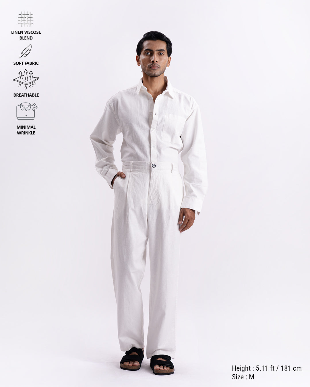 Linen Holiday Relaxed Flexi Pants In White