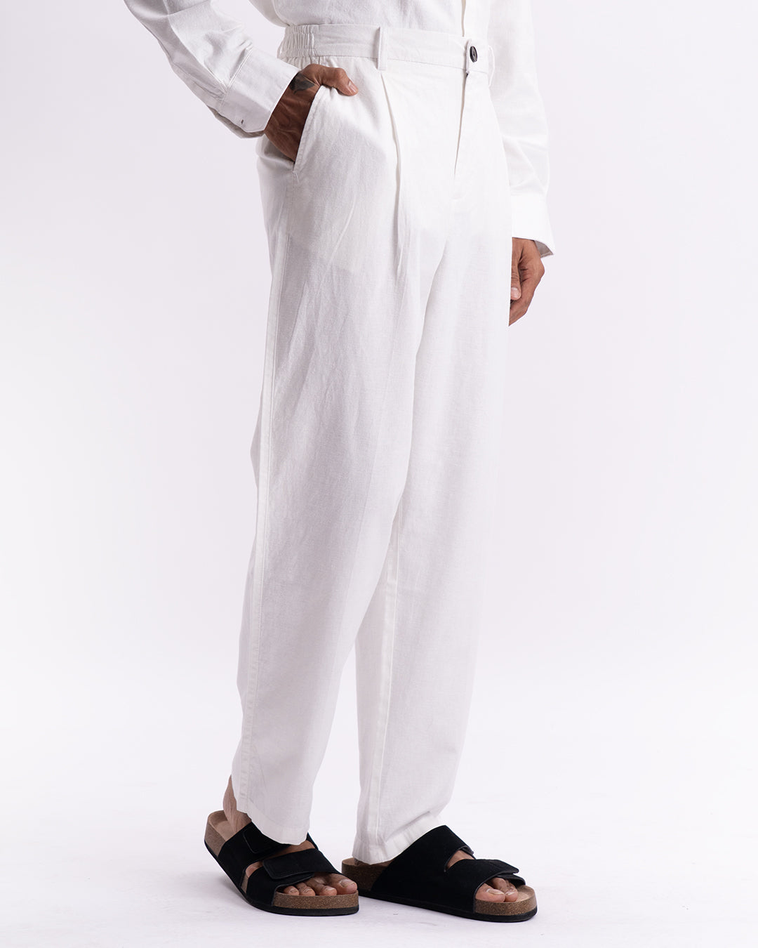 Linen Holiday Relaxed Flexi Pants In White