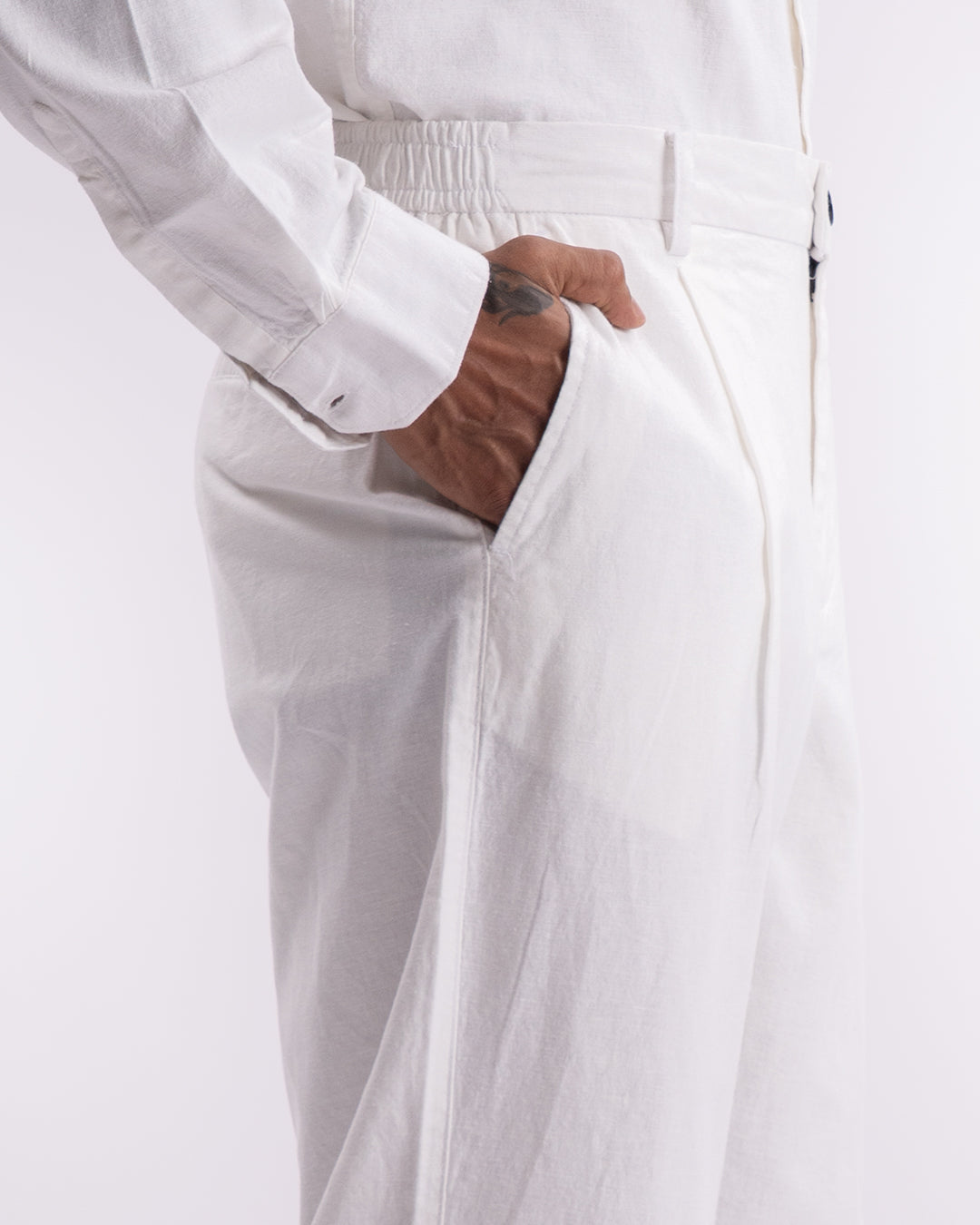 Linen Holiday Relaxed Flexi Pants In White