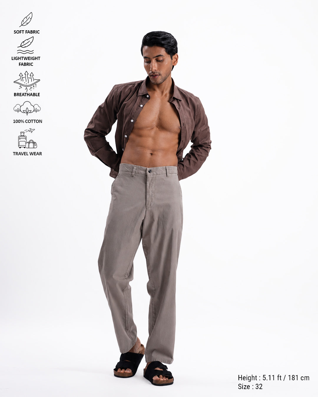 Holiday Featherlite Relaxed Pants In Mud Grey