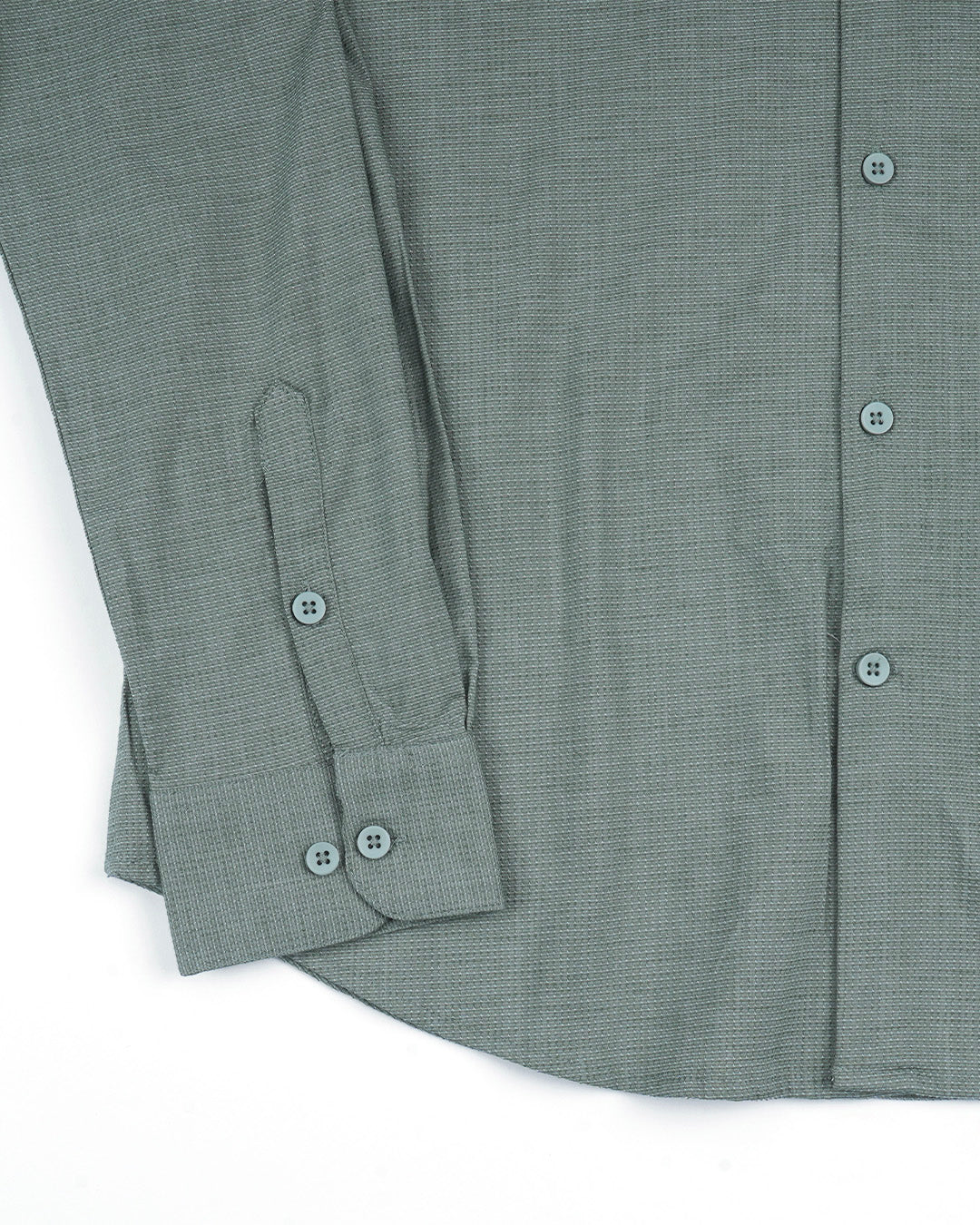 Easy Iron Textured Mandarin Shirt In Green