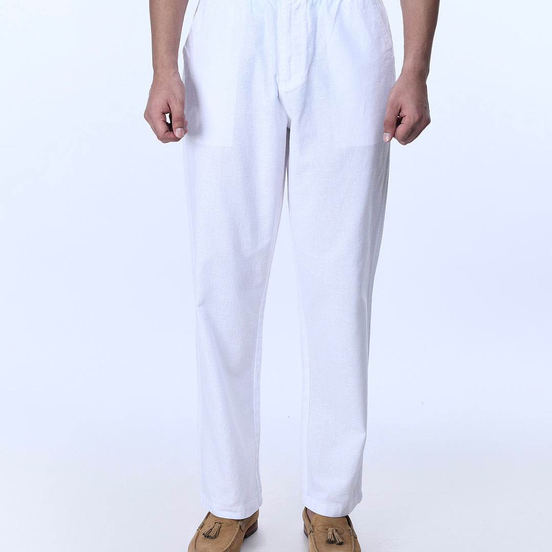Raw Slub Relaxed Flexiwaist Pants In White
