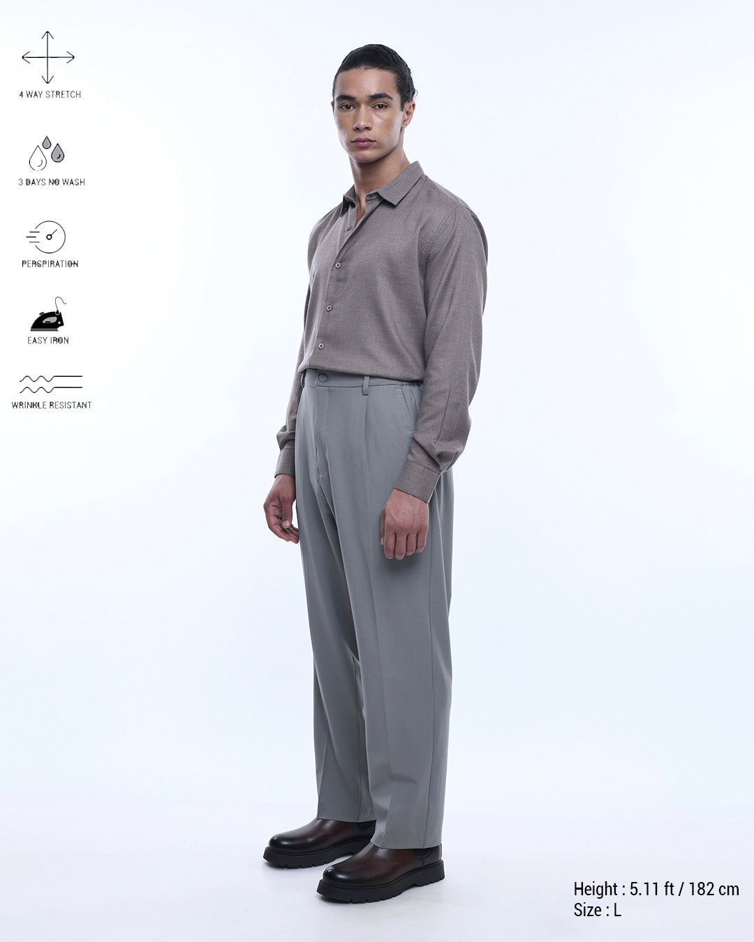 Royal Oxford Stretch Shirt In Beige