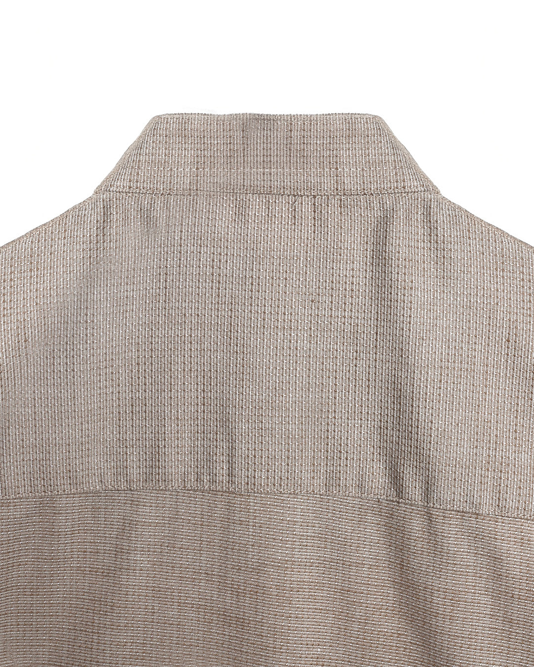 Easy Iron Textured Mandarin Shirt In Beige