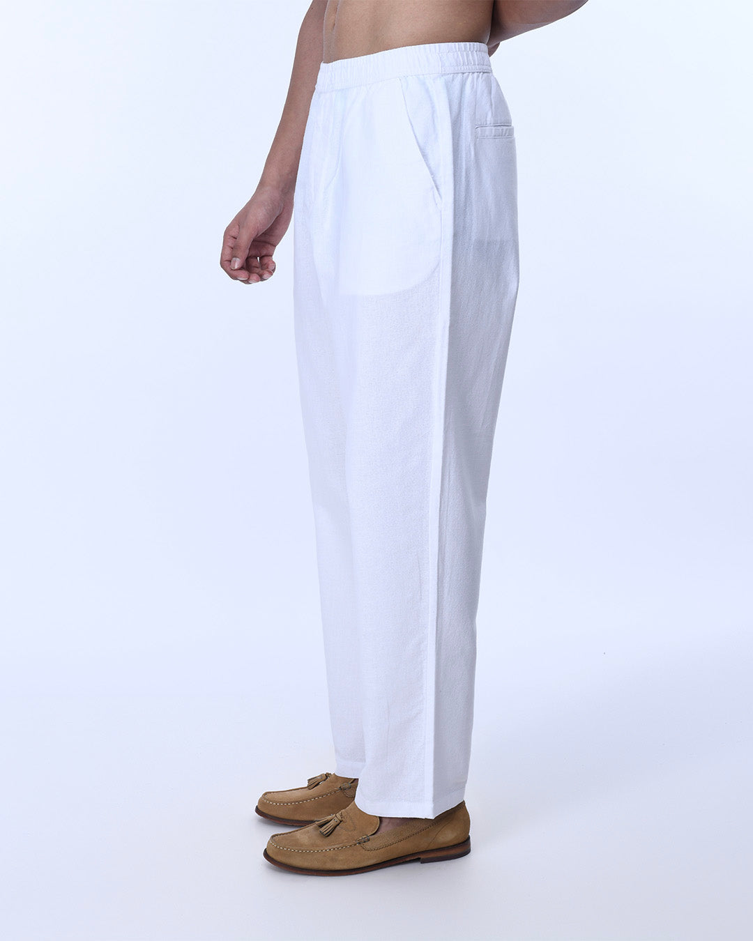Raw Slub Relaxed Flexiwaist Pants In White
