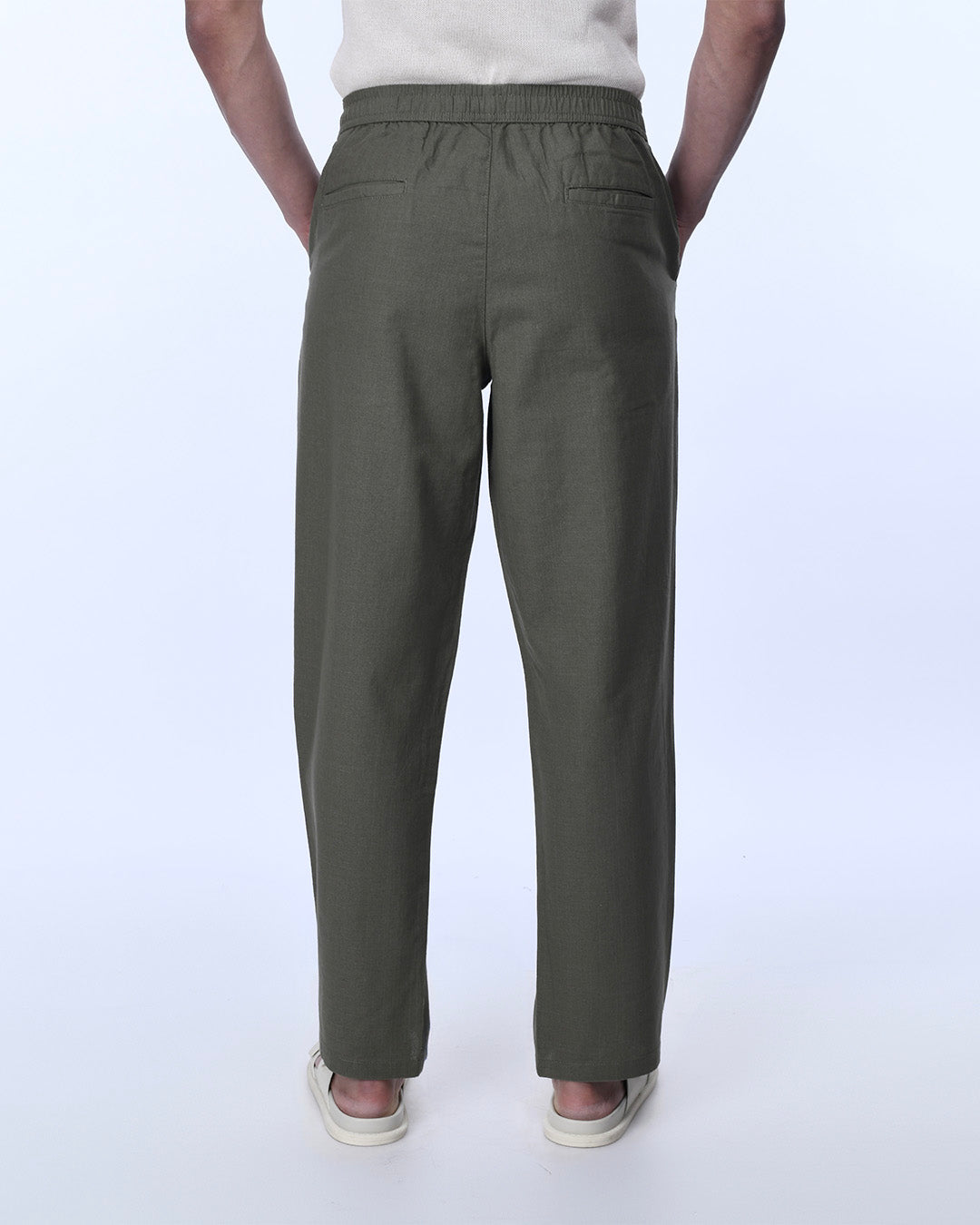 Raw Slub Relaxed Flexiwaist Pants In Green