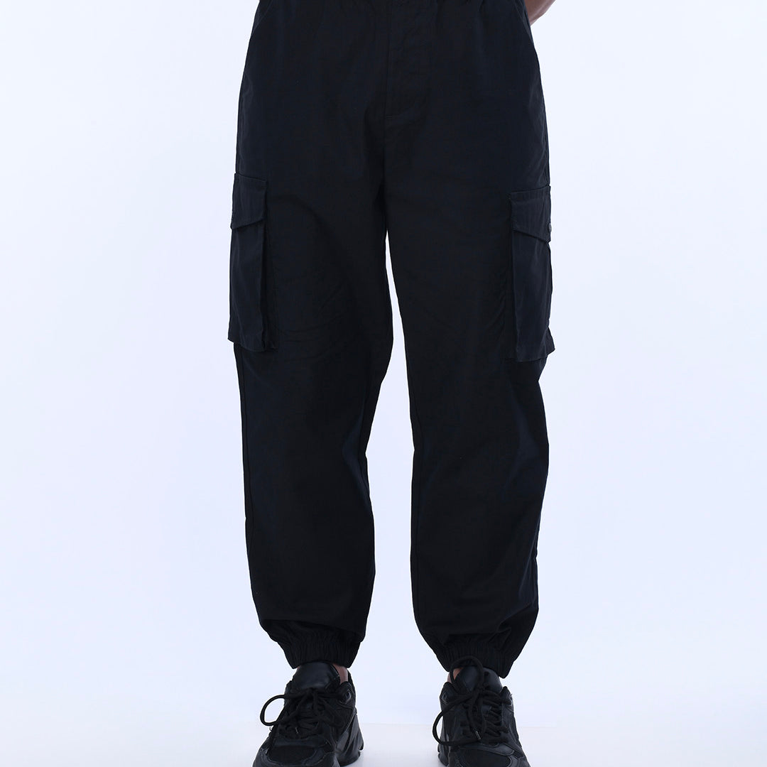 Relaxed Light Cotton Joggers In Black
