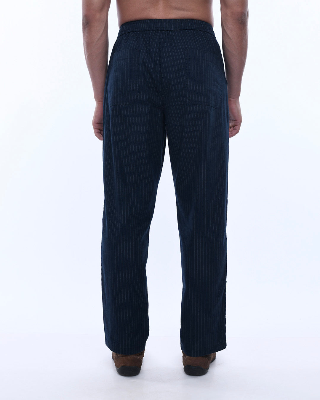 Relaxed Striped Cotton Pant In Navy