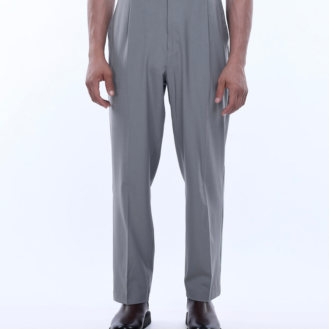 Soft Iron Flexi Relaxed Trouser In Light Grey