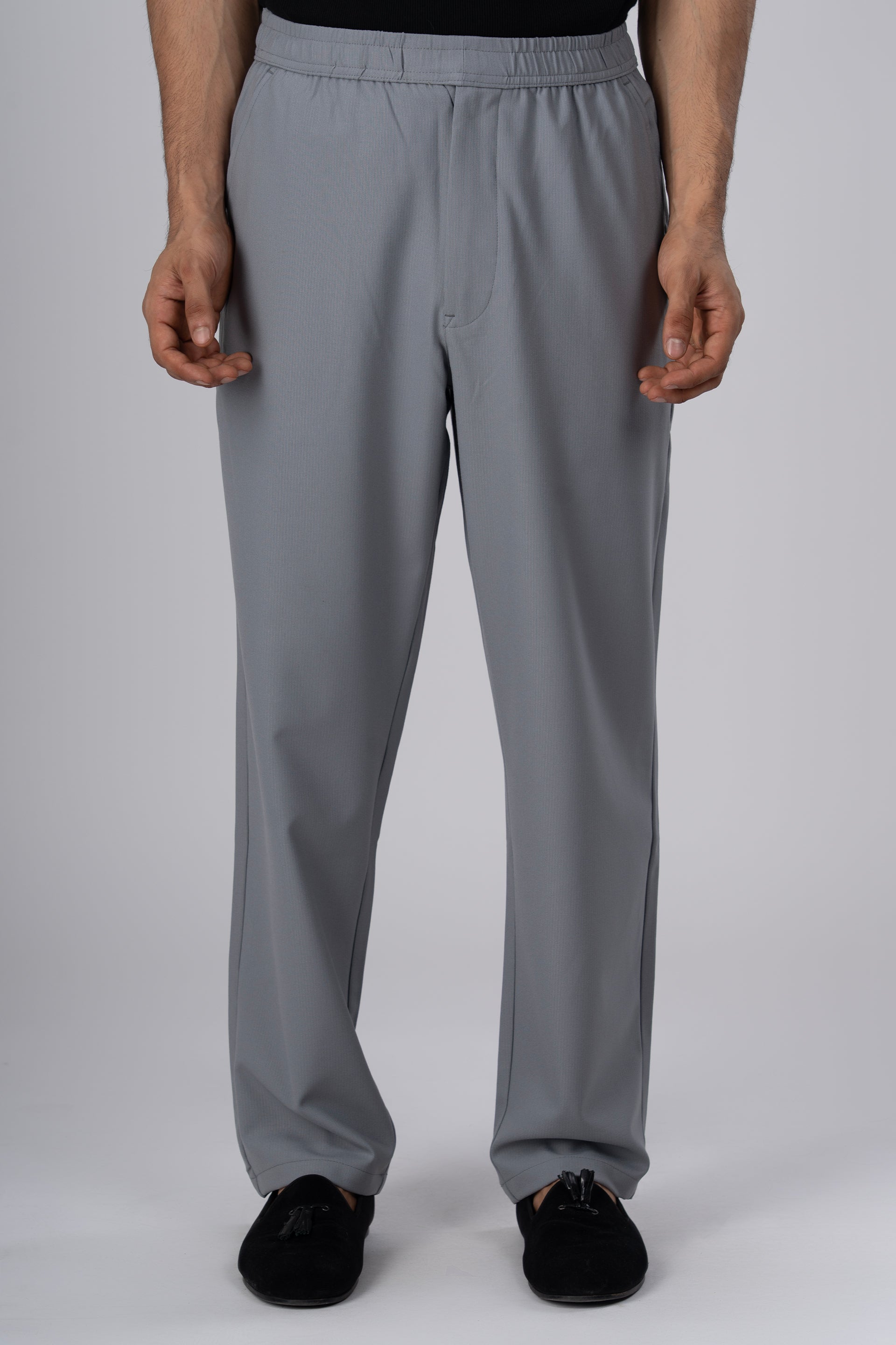 Easy Iron Flexiwaist Relaxed Trouser In Grey