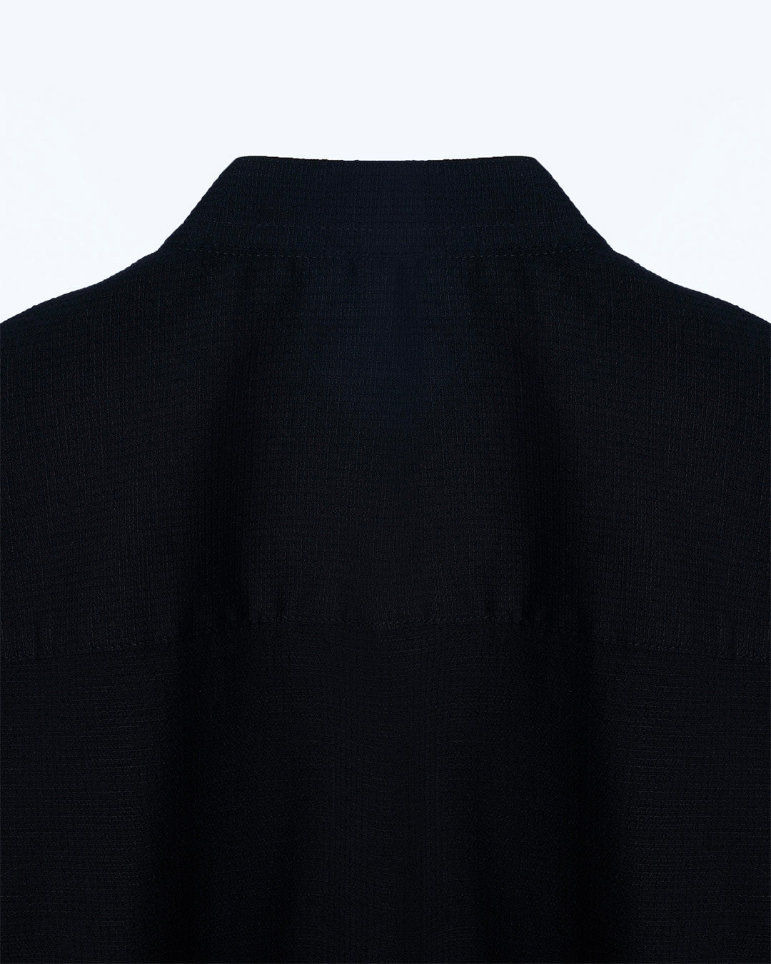 Easy Iron Textured Mandarin Shirt In Black