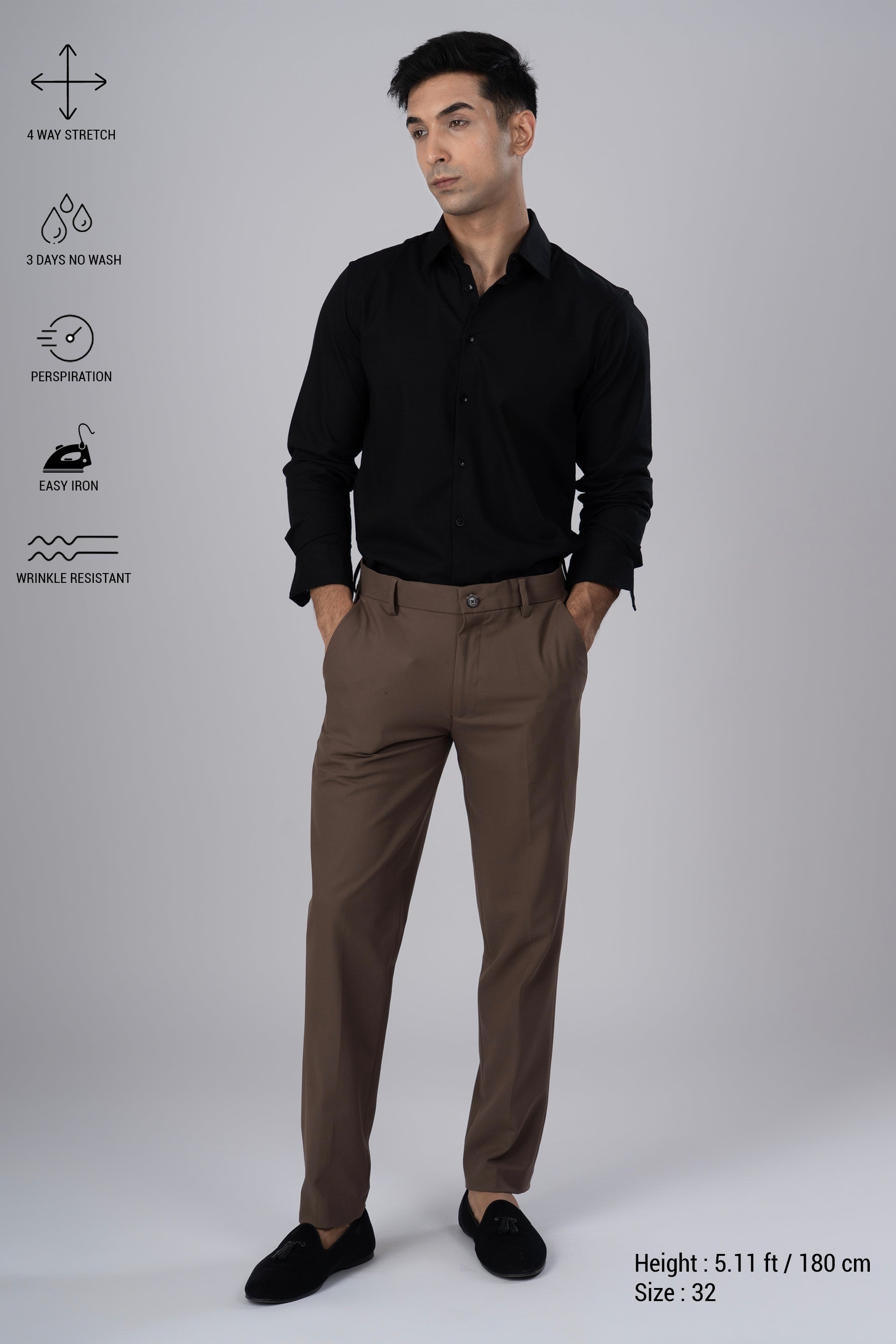 Easy Iron Tailored Office Trousers In Cocoa