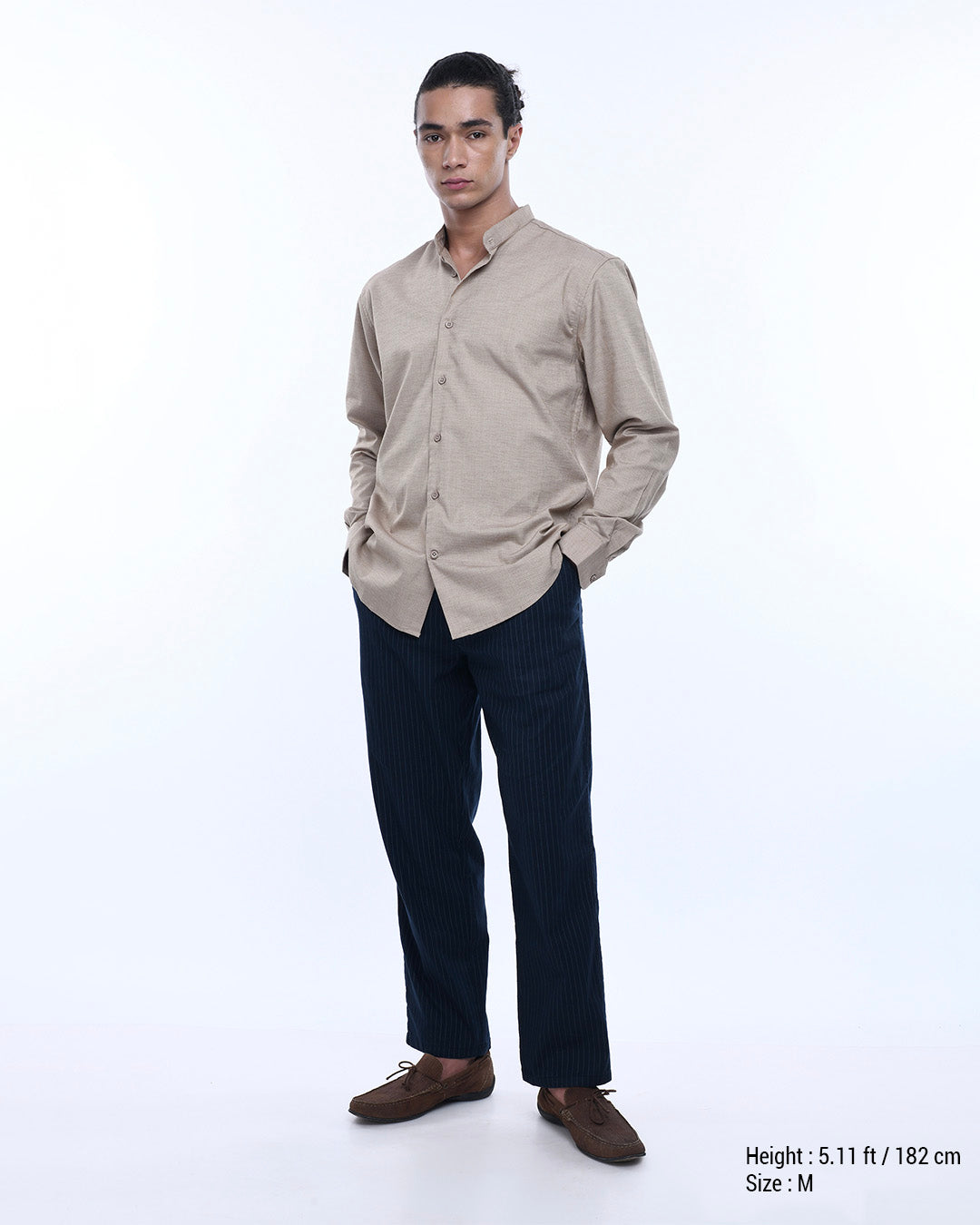 Relaxed Striped Cotton Pant In Navy