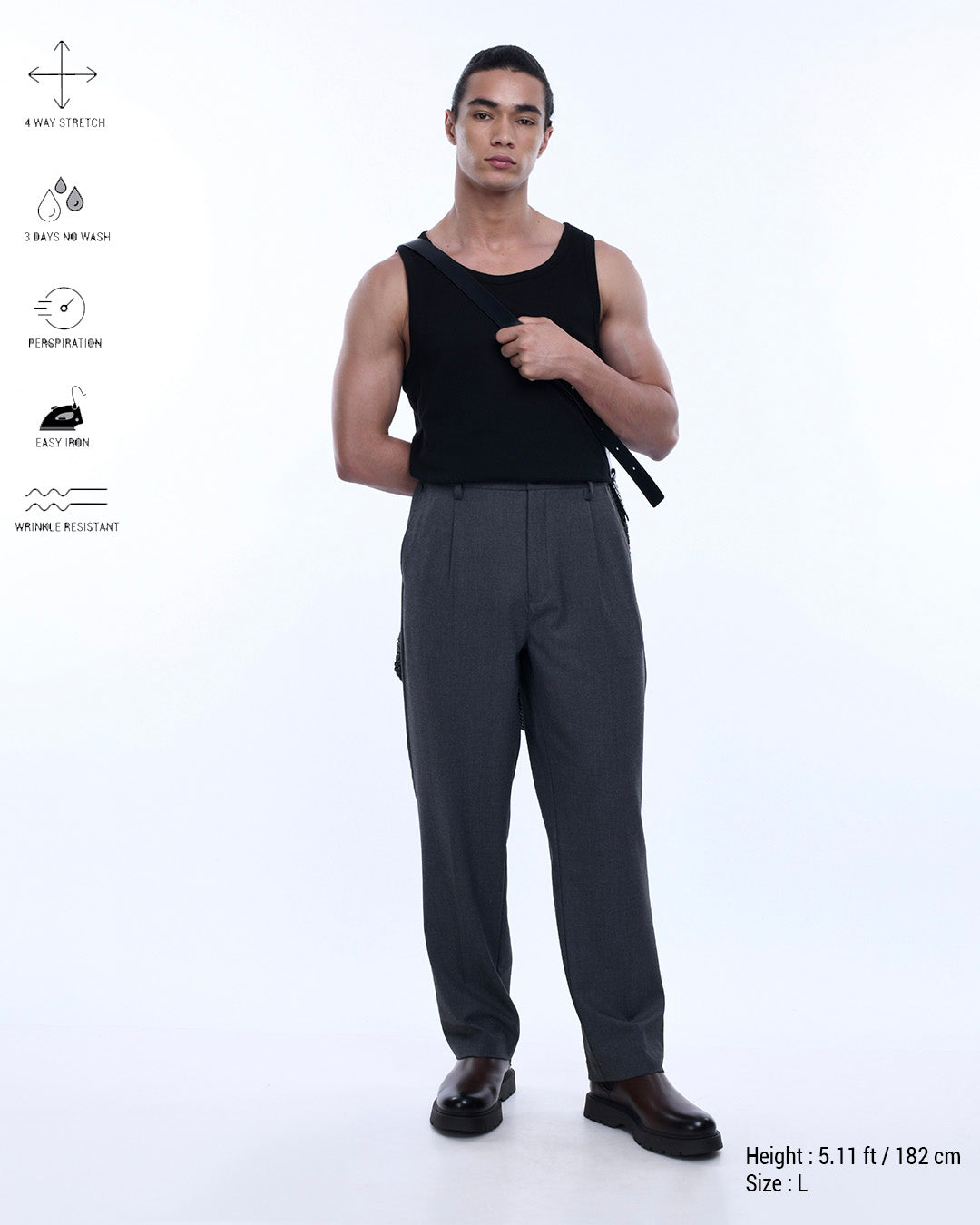 Soft Iron Flexi Relaxed Trouser In Grey