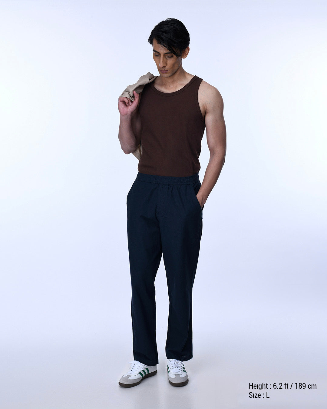 Raw Slub Relaxed Flexiwaist Pants In Navy
