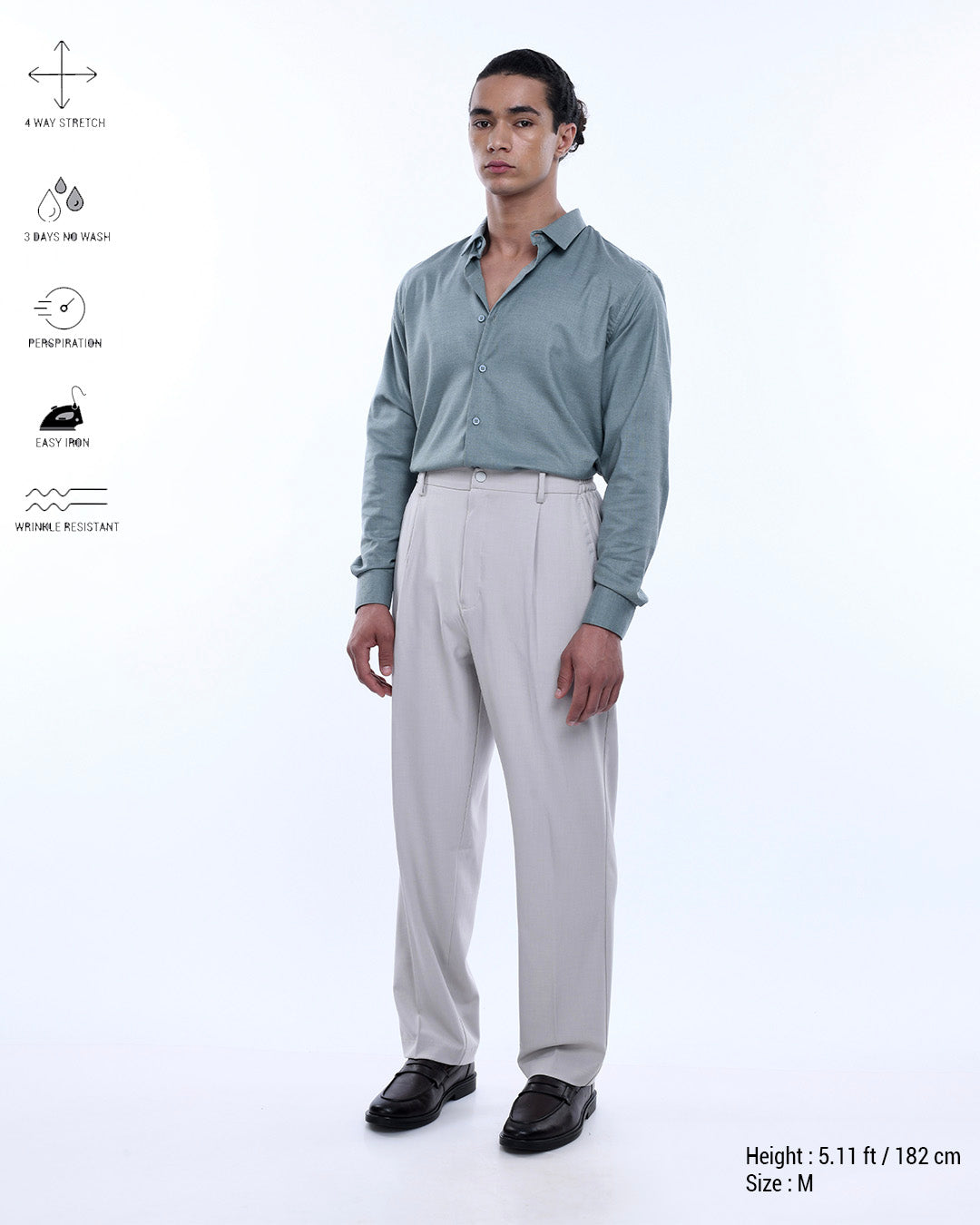 Soft Iron Flexi Relaxed Trouser In Cream