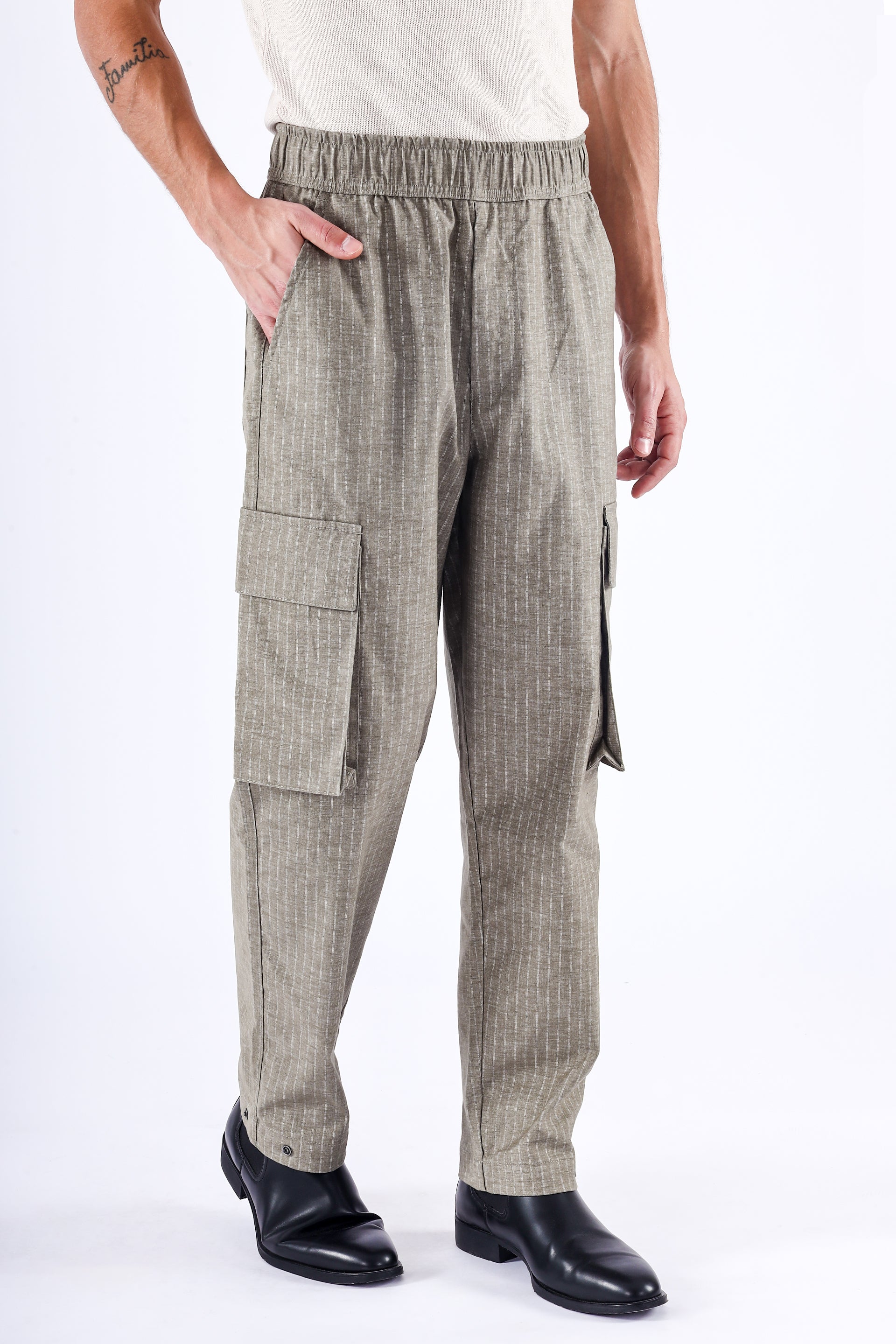 Men’s Air Striped Relaxed Cargo Pants in Green – lightweight, breathable, relaxed fit with utility pockets | Tailoraedge