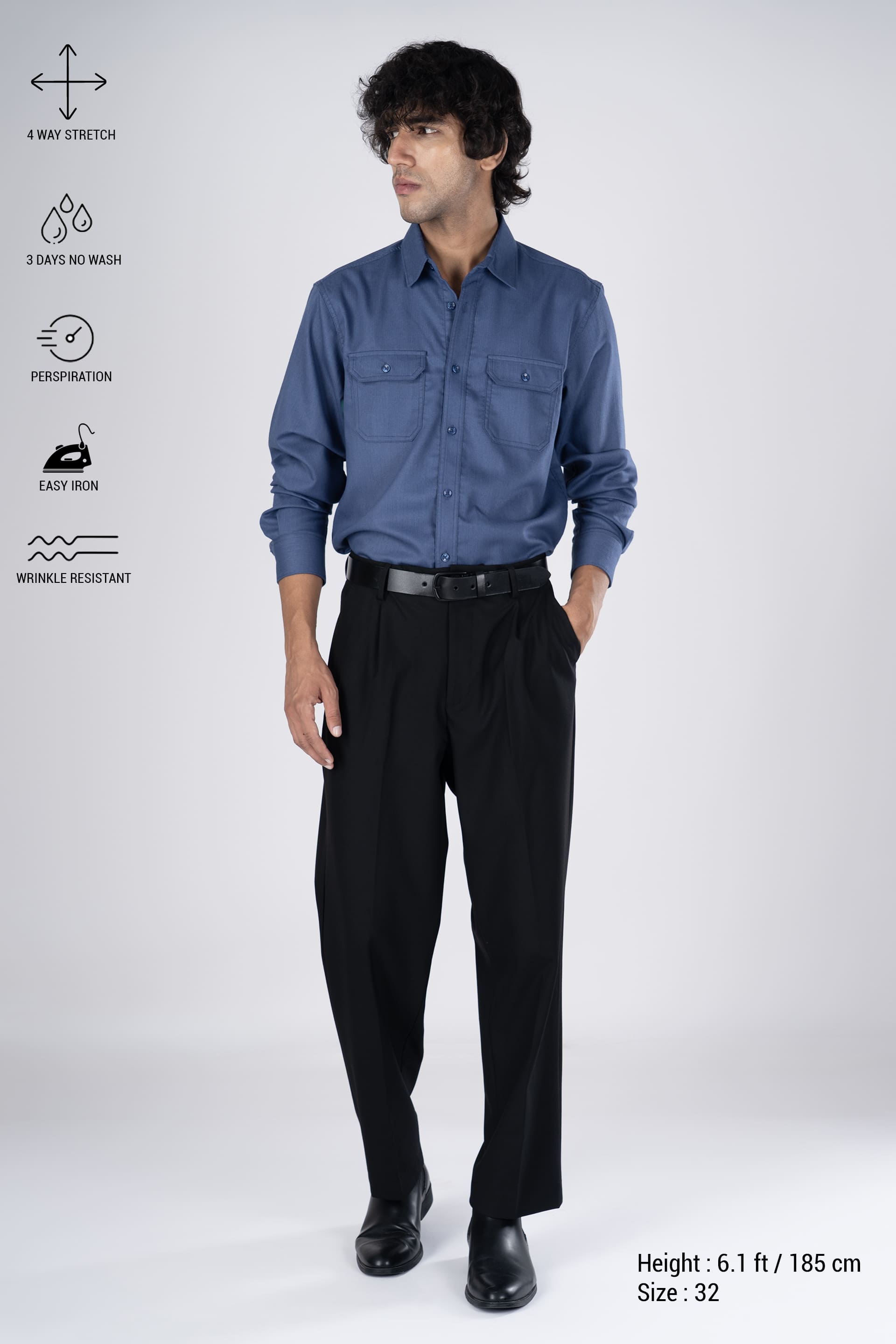 Classic Easy Iron Relaxed Trousers In Black