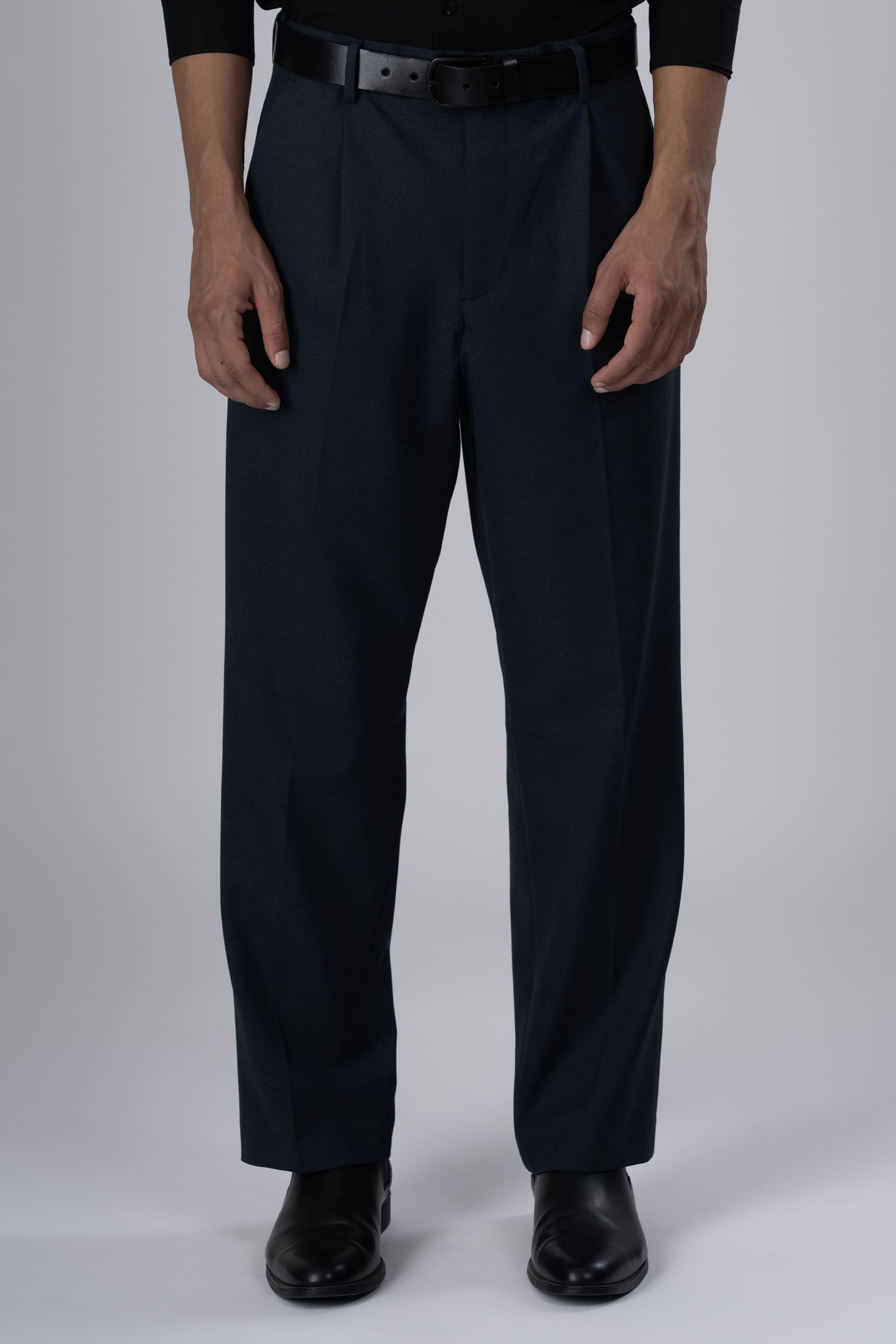 Men’s Classic Easy Iron Relaxed Trousers in Navy – easy-iron fabric, relaxed cut, polished work-to-weekend staple | Tailoraedge