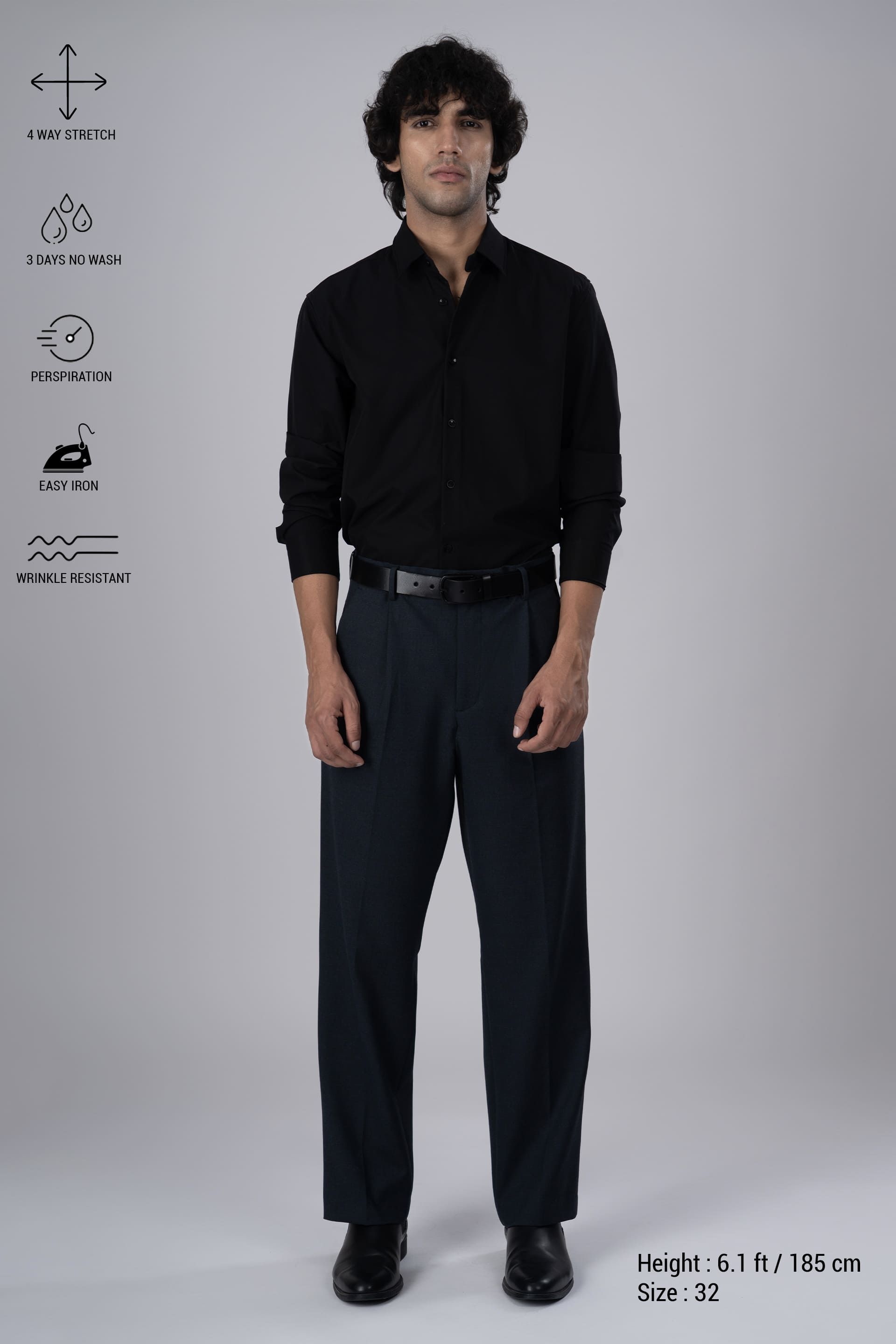 Classic Easy Iron Relaxed Trousers In Navy