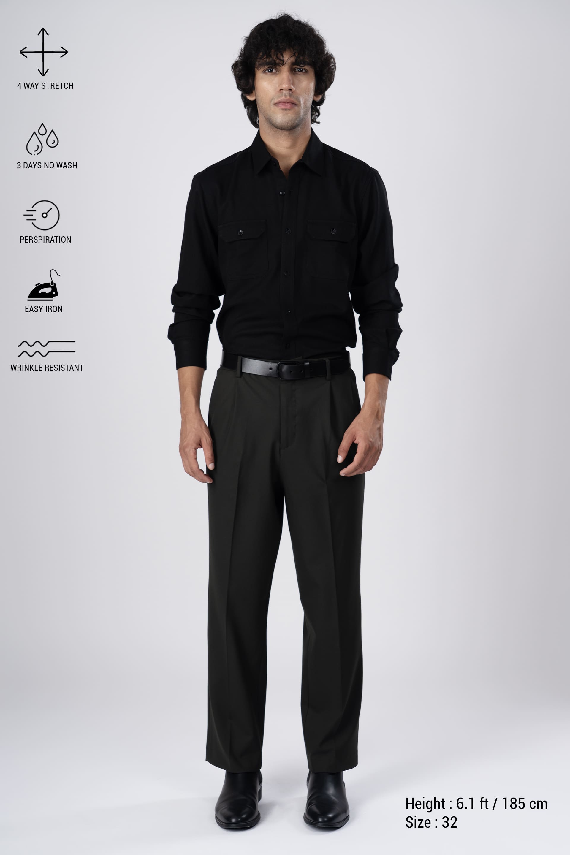 Classic Easy Iron Relaxed Trousers In Olive